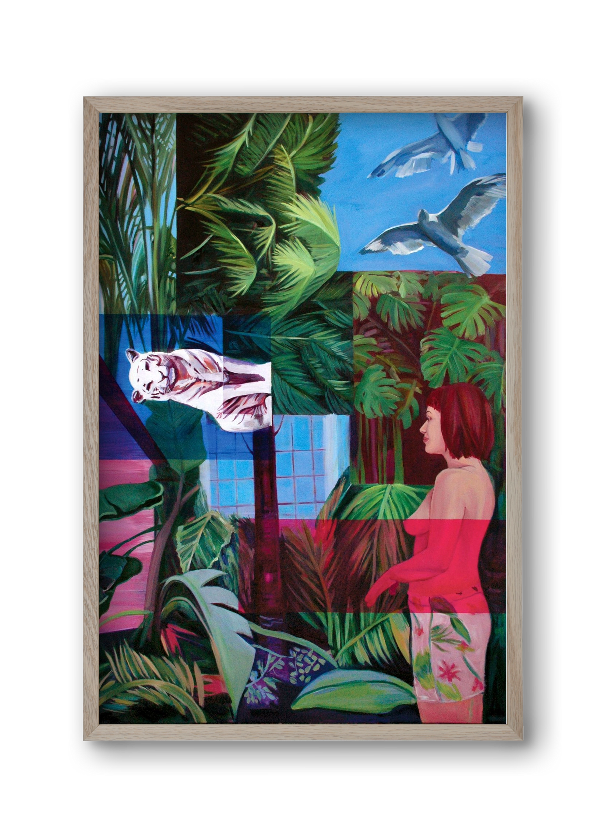 Jungel nő, 30x45 cm (30x45 cm), Tölgy keret