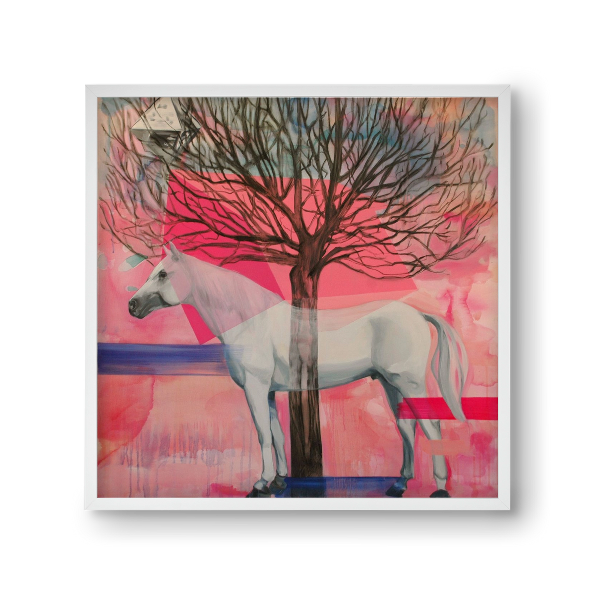 Ló a házban, 30x30 cm (30x30 cm), Fehér keret