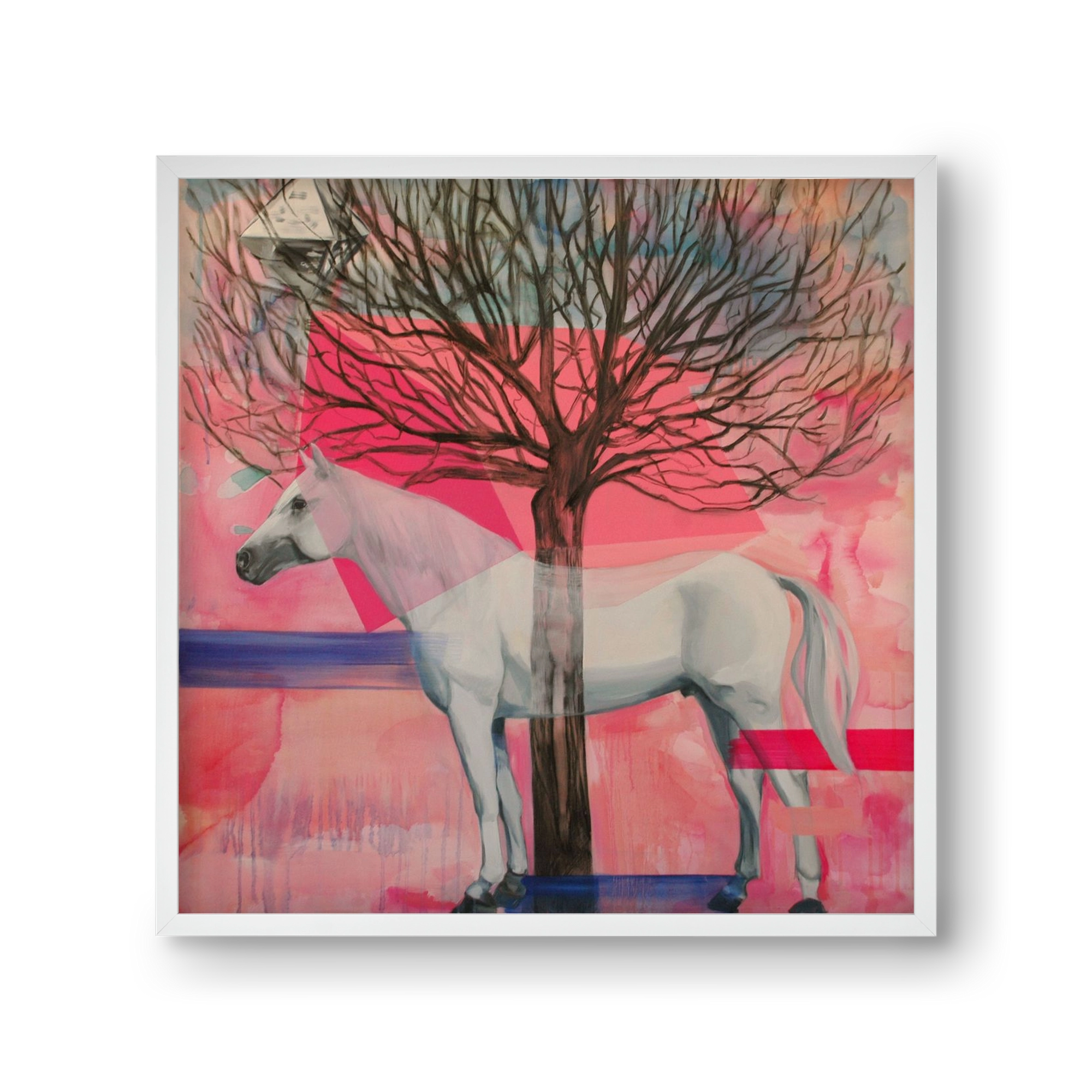 Ló a házban, 30x30 cm (30x30 cm), Fehér keret