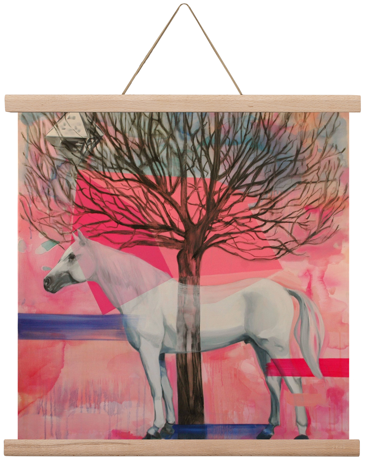 Ló a házban, 40x40 cm (40x40 cm), Tölgy akasztó