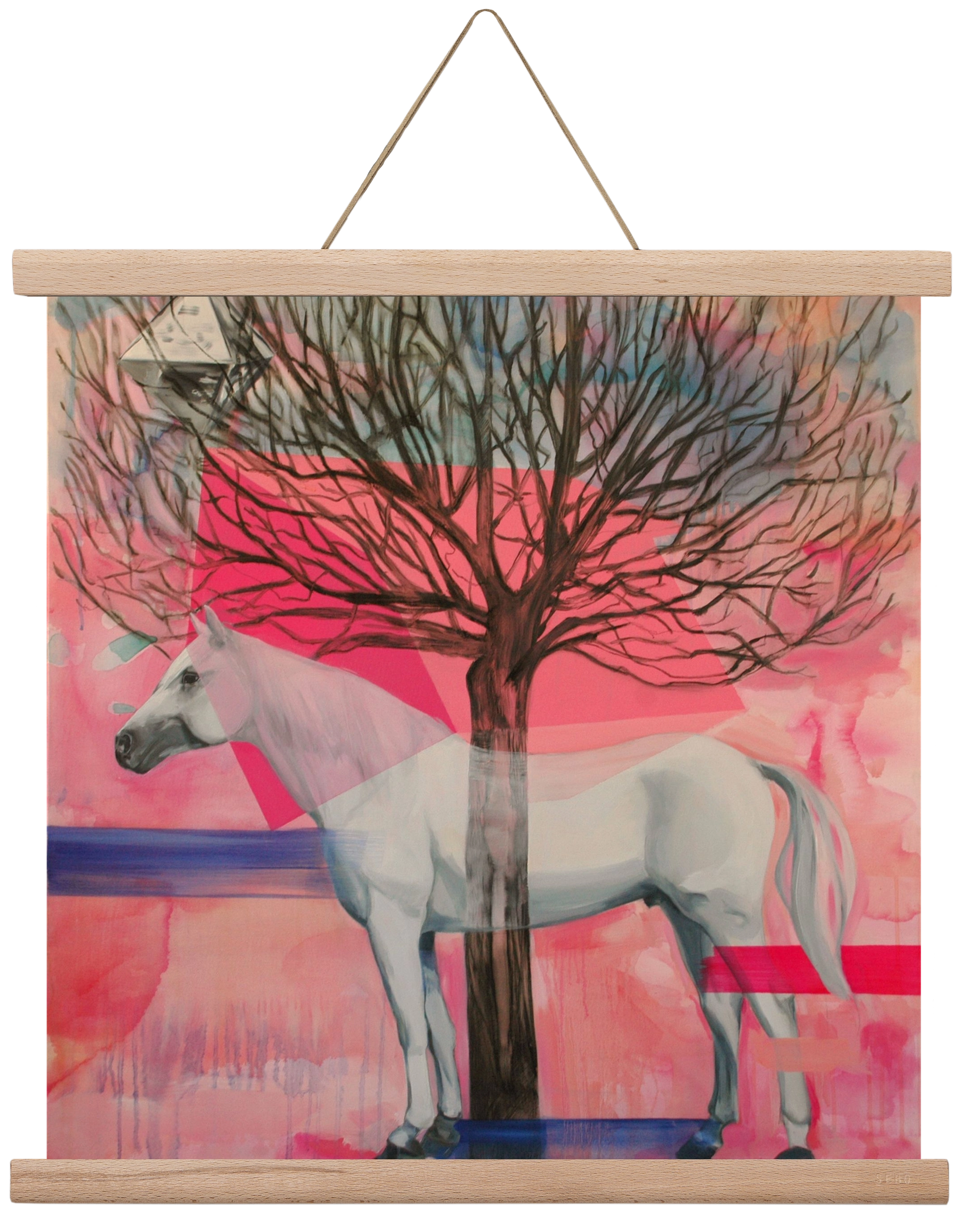 Ló a házban, 40x40 cm (40x40 cm), Tölgy akasztó