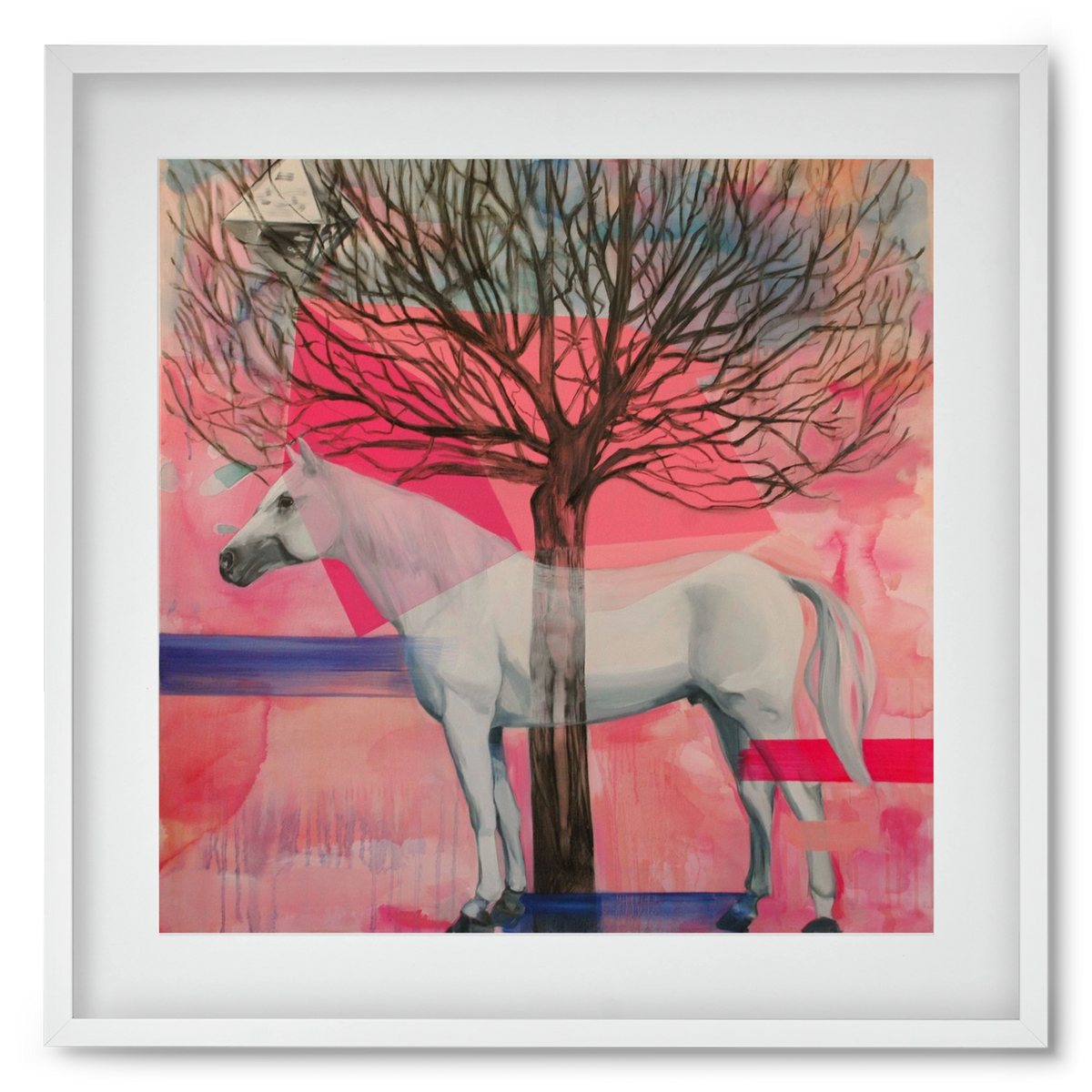 Ló a házban, 50x50 cm (40x40 cm), Fehér keret, paszpartuval