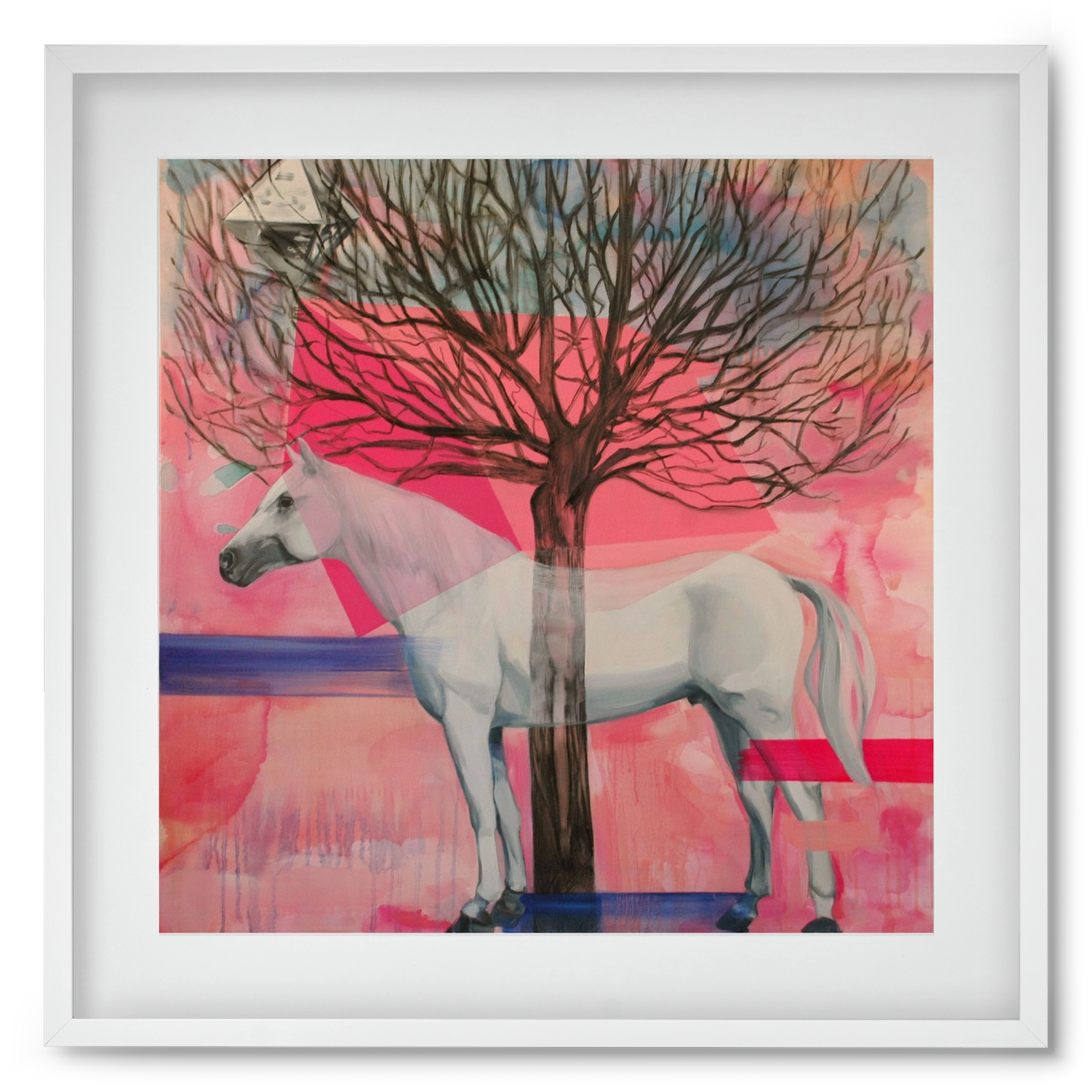 Ló a házban, 50x50 cm (40x40 cm), Fehér keret, paszpartuval