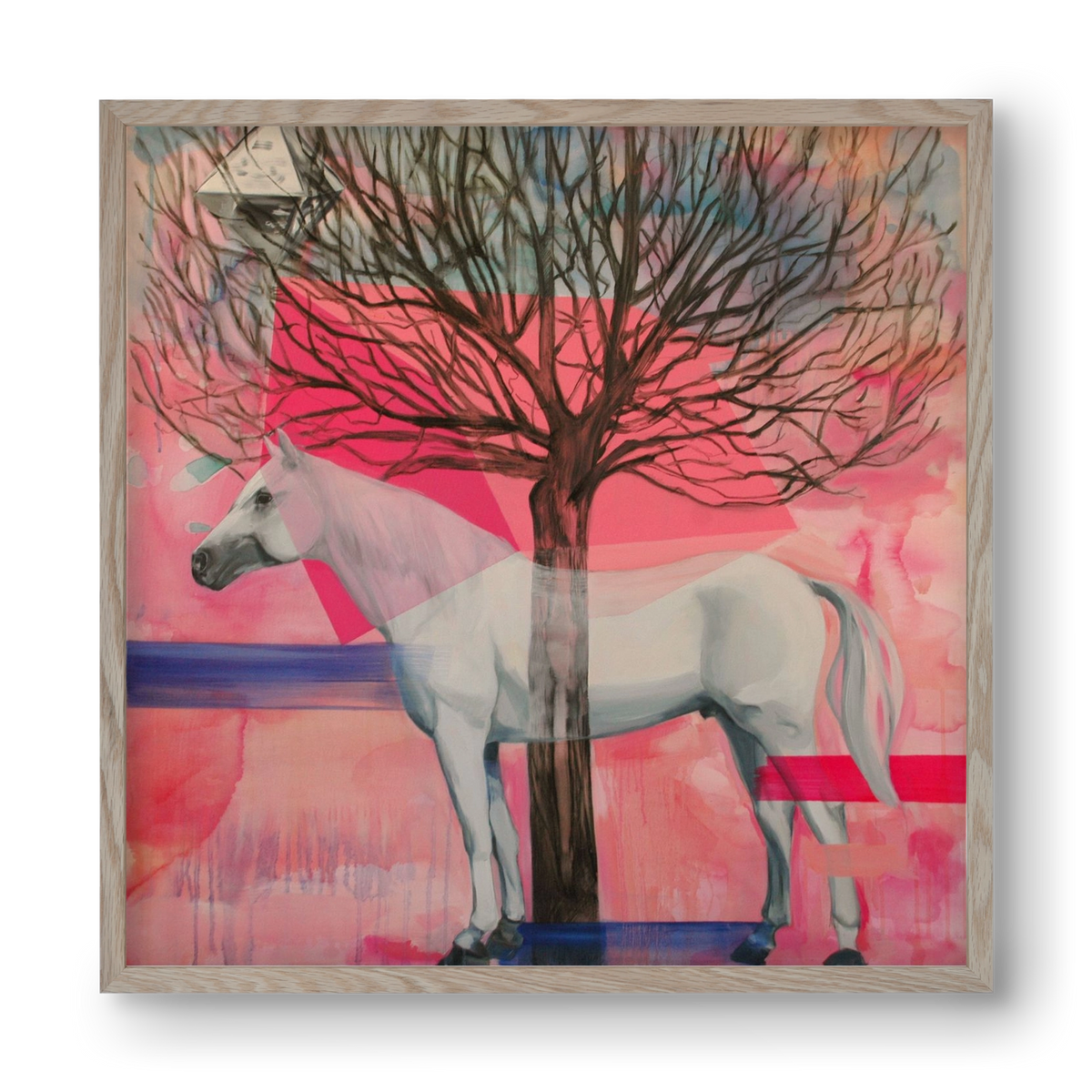 Ló a házban, 40x40 cm (40x40 cm), Tölgy keret