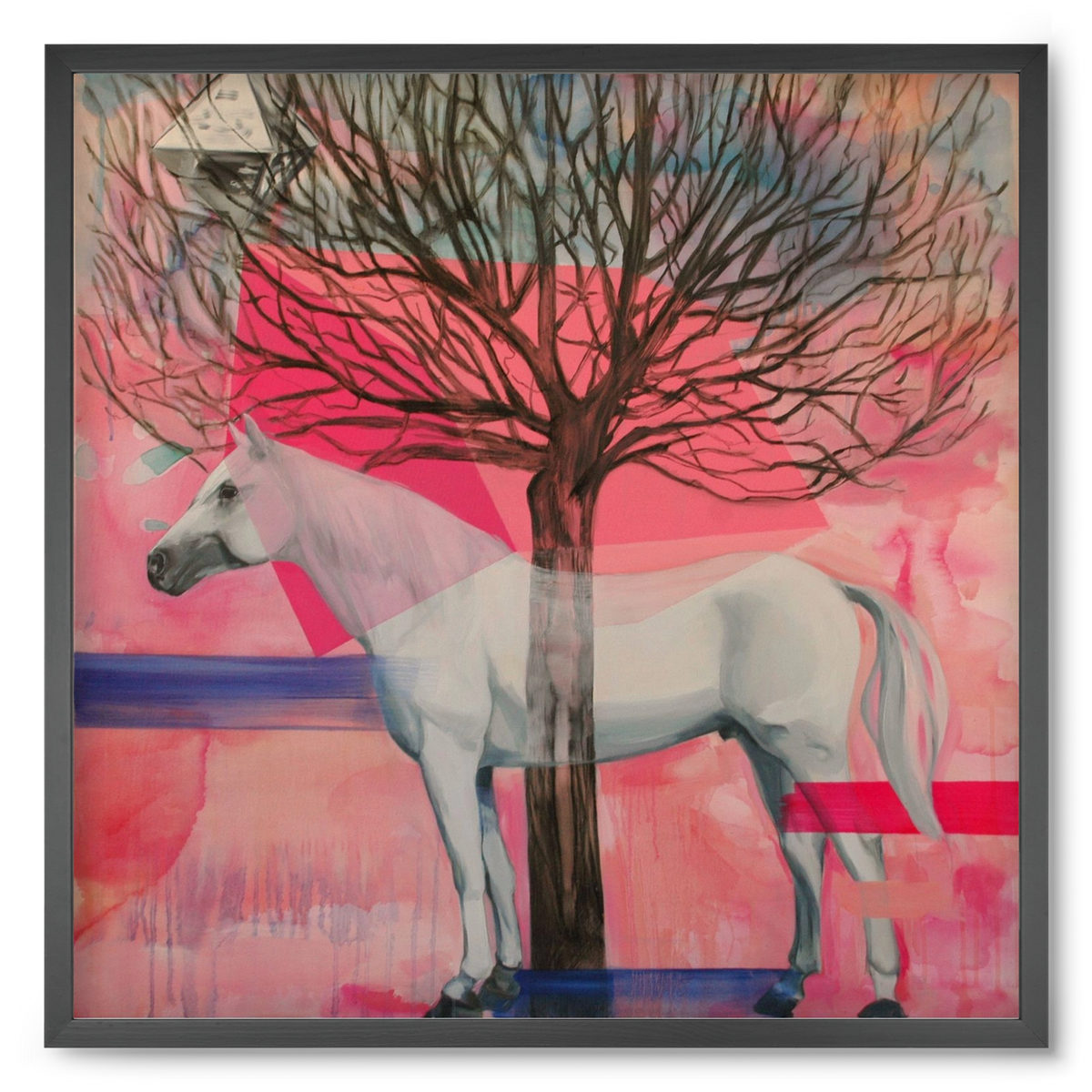 Ló a házban, 50x50 cm (50x50 cm), Fekete keret