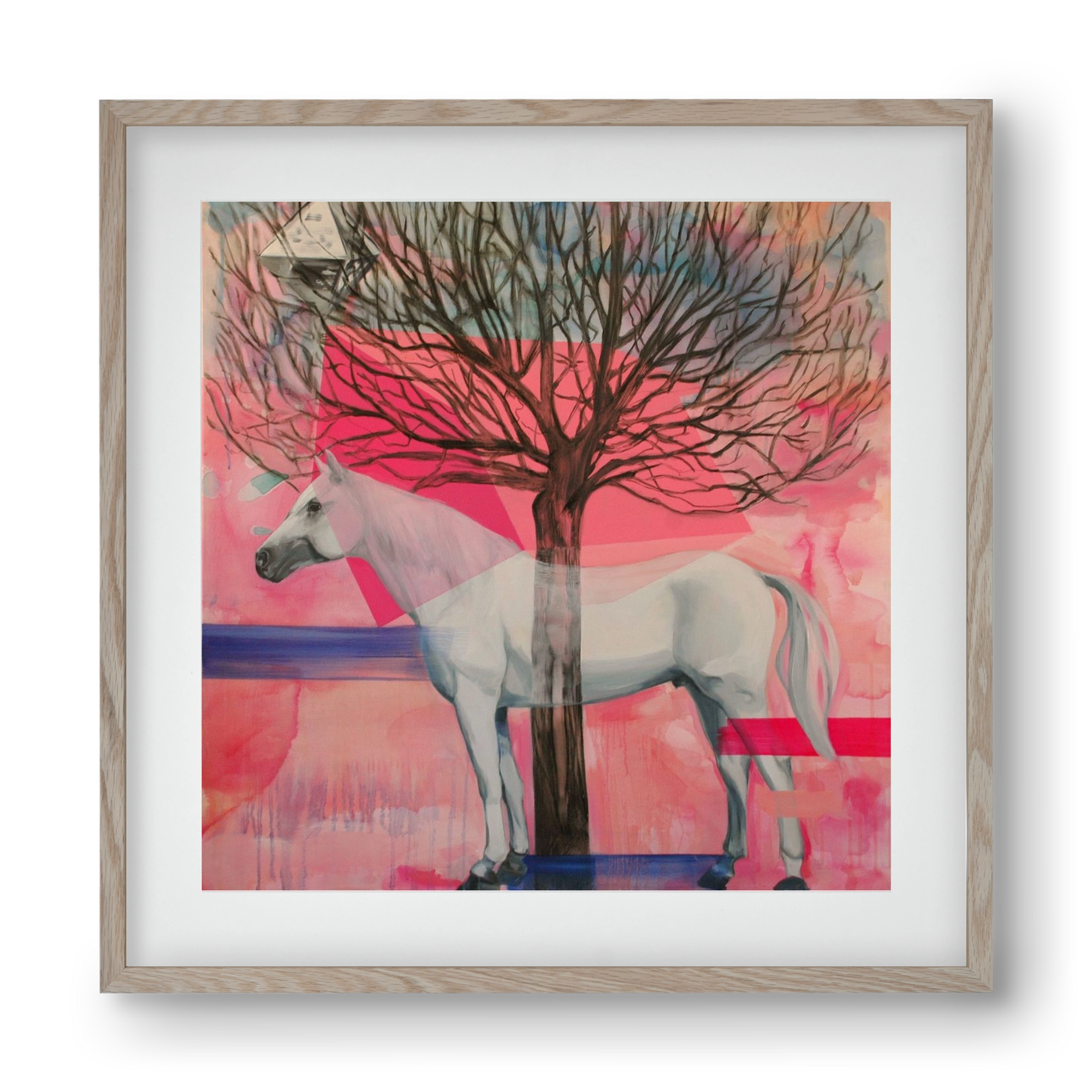 Ló a házban, 40x40 cm (30x30 cm), Tölgy keret, paszpartuval