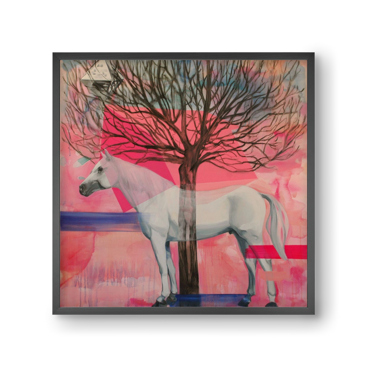 Ló a házban, 30x30 cm (30x30 cm), Fekete keret