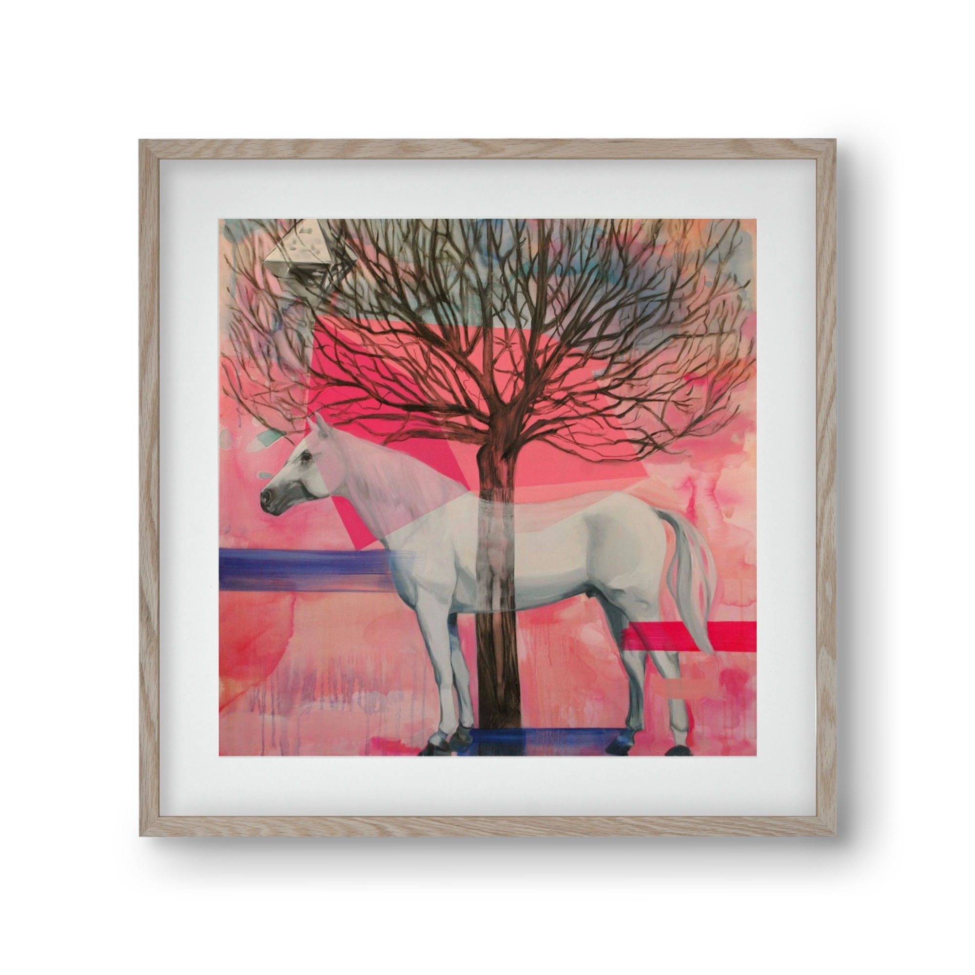 Ló a házban, 30x30 cm (20x20 cm), Tölgy keret, paszpartuval