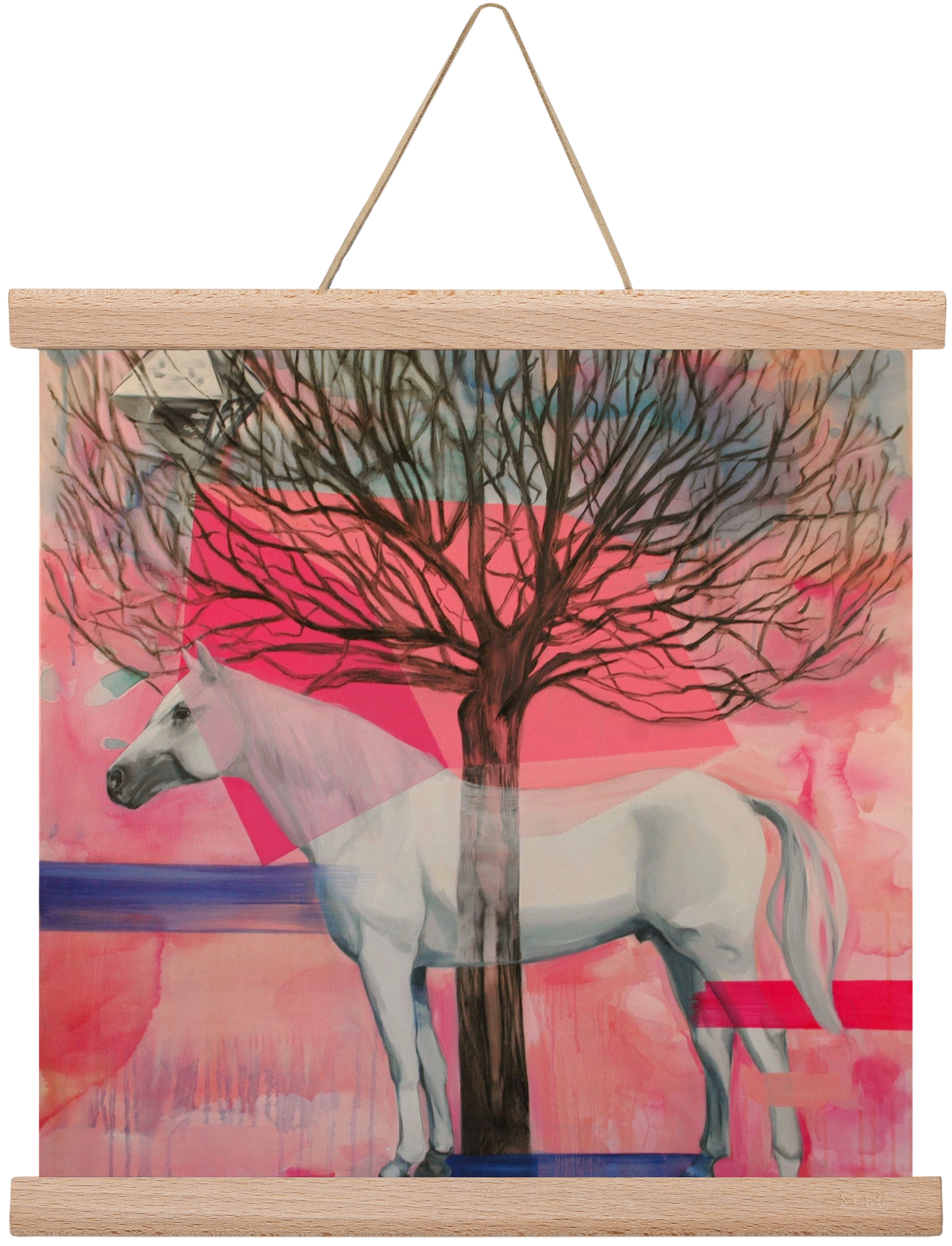 Ló a házban, 30x30 cm (30x30 cm), Tölgy akasztó