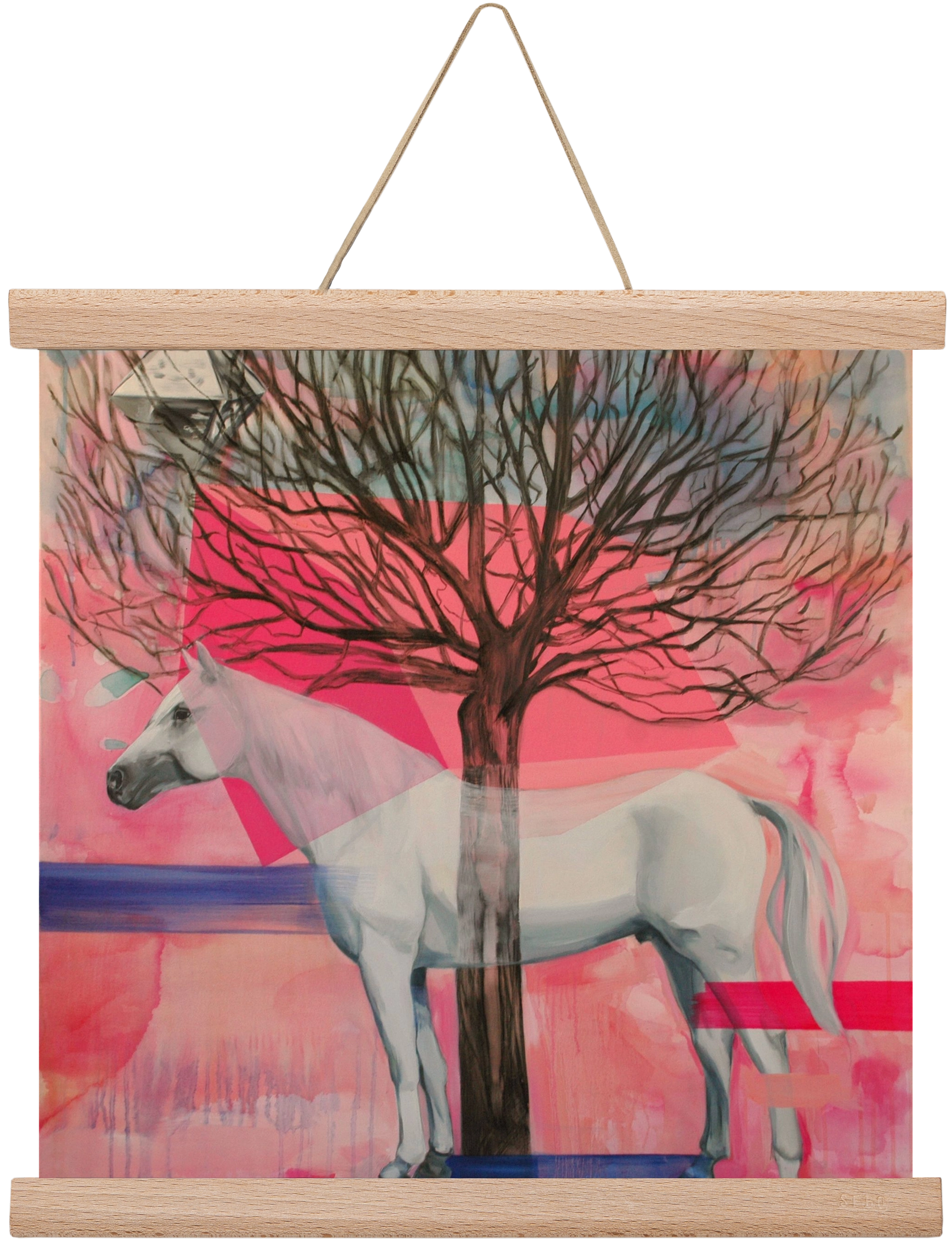 Ló a házban, 30x30 cm (30x30 cm), Tölgy akasztó
