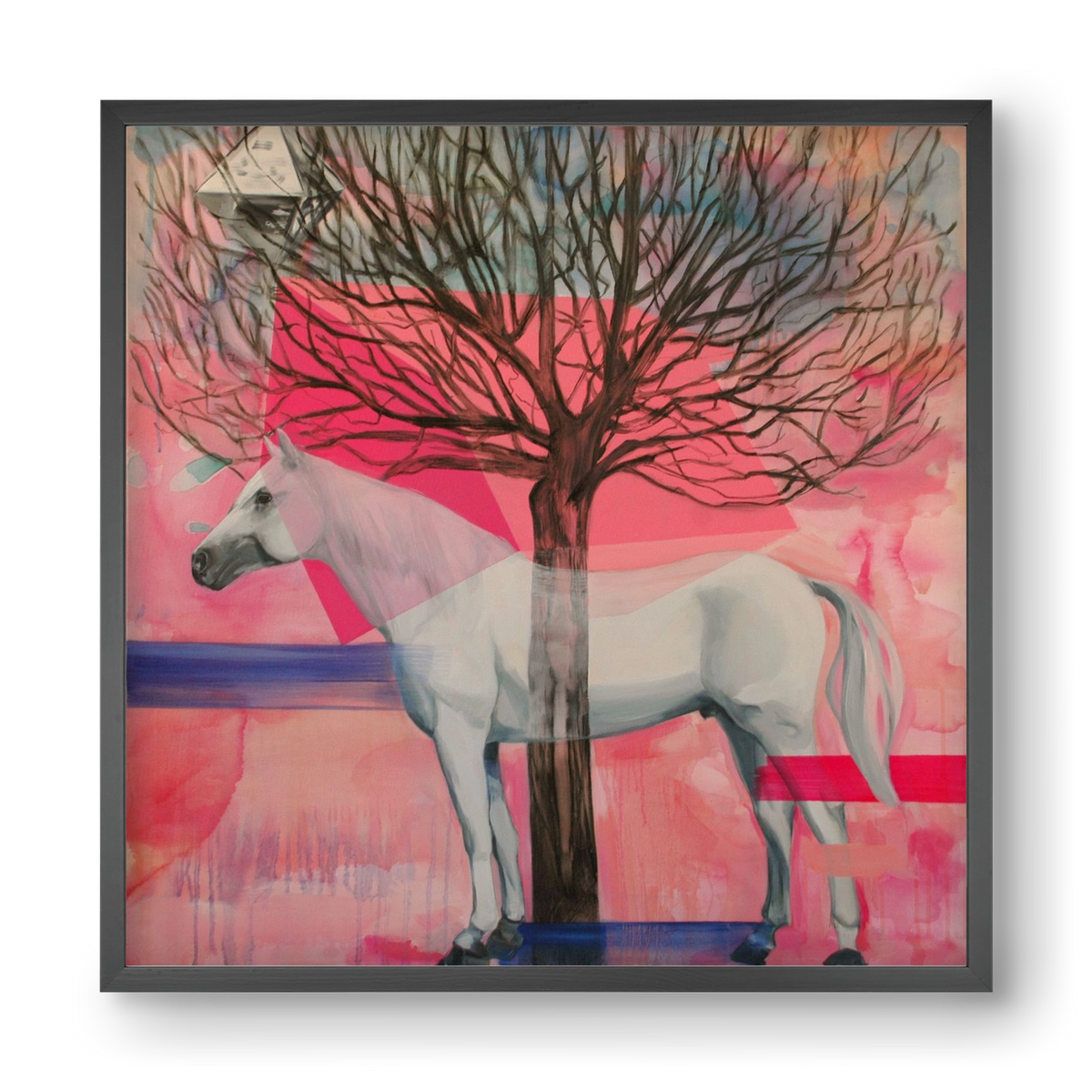 Ló a házban, 40x40 cm (40x40 cm), Fekete keret