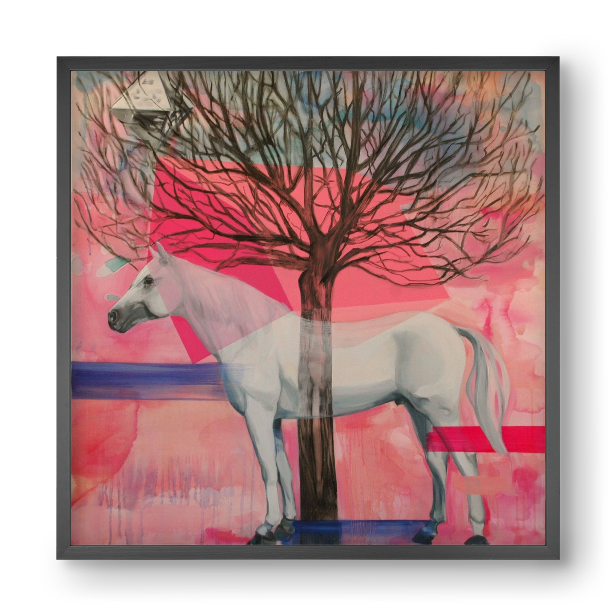 Ló a házban, 40x40 cm (40x40 cm), Fekete keret