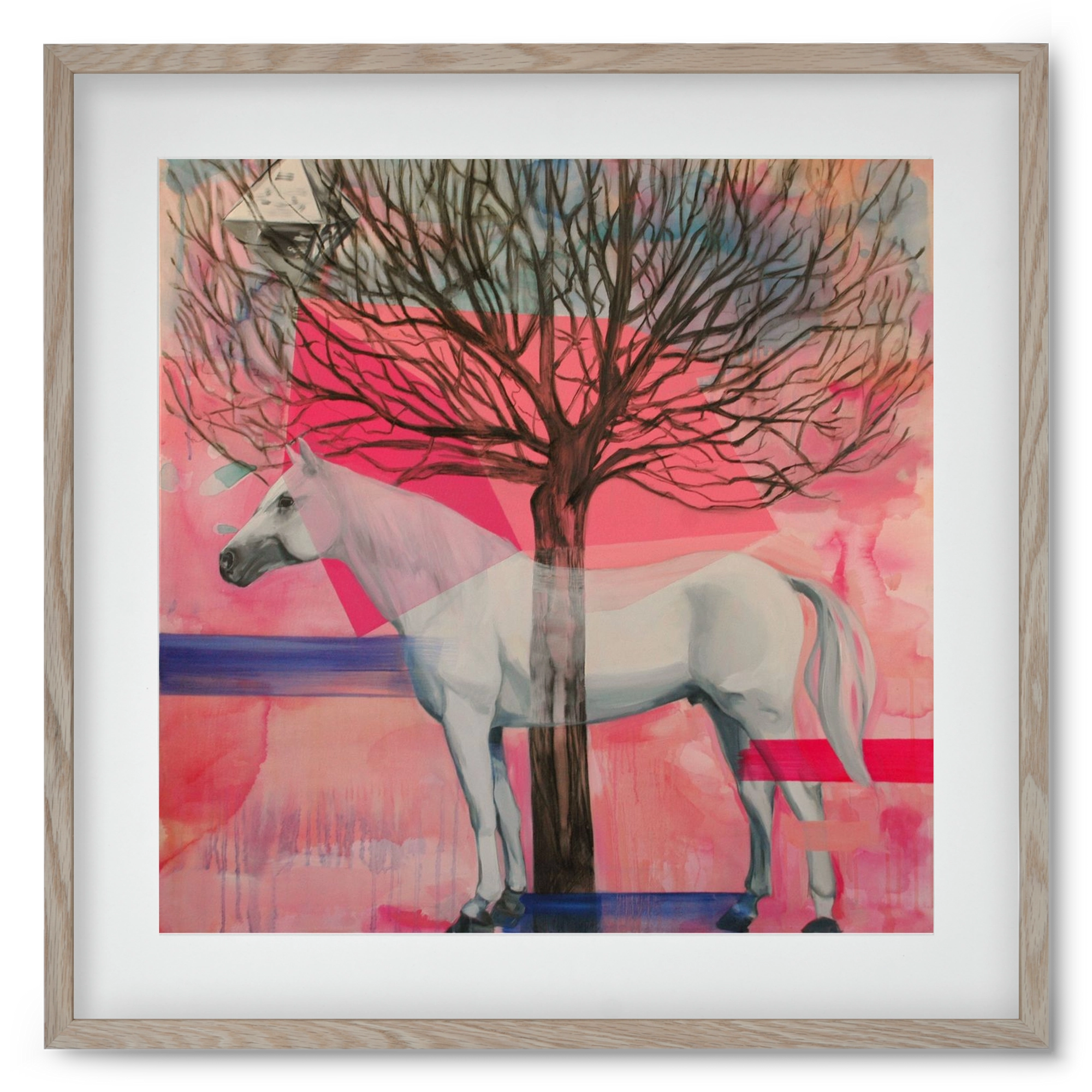 Ló a házban, 50x50 cm (40x40 cm), Tölgy keret, paszpartuval