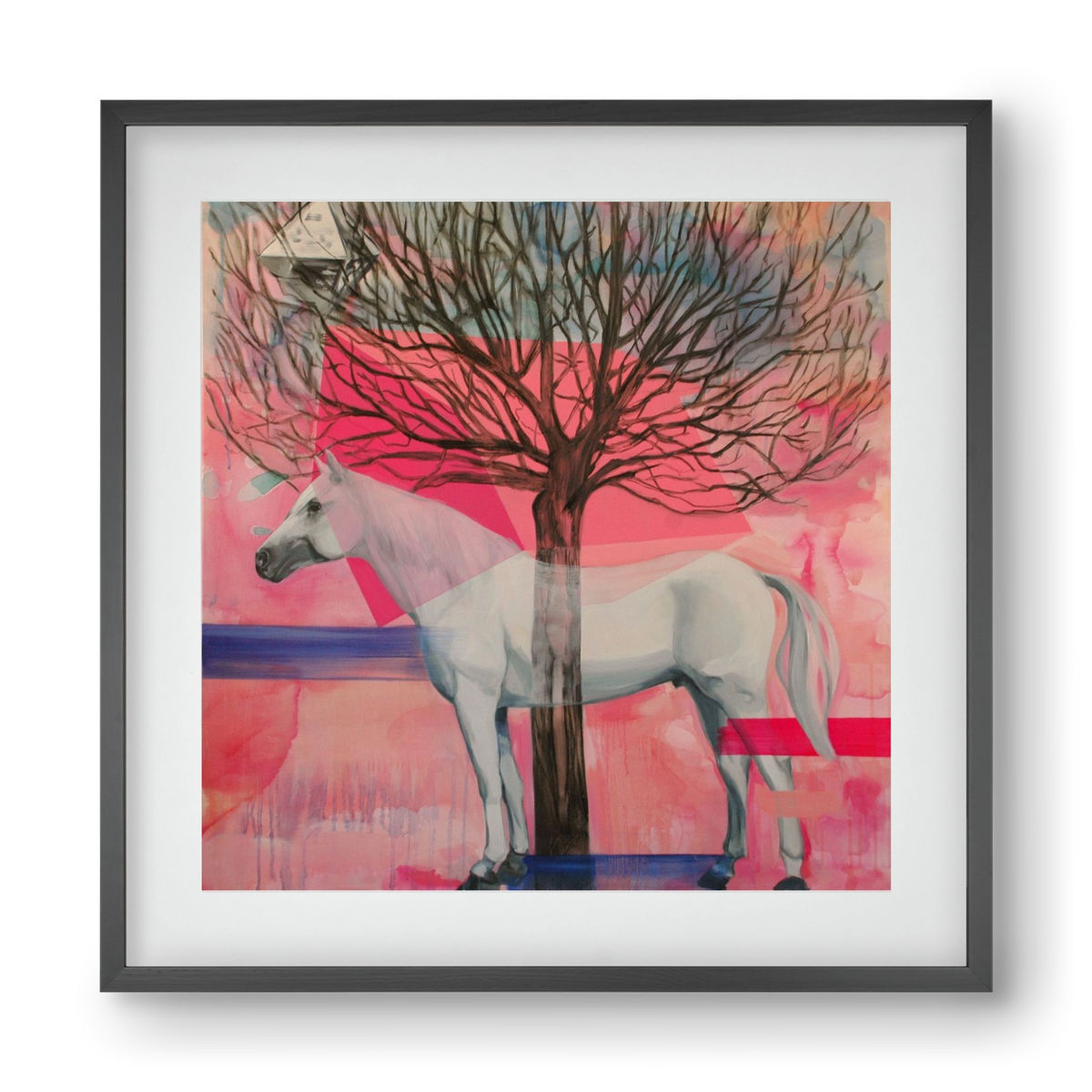 Ló a házban, 40x40 cm (30x30 cm), Fekete keret, paszpartuval