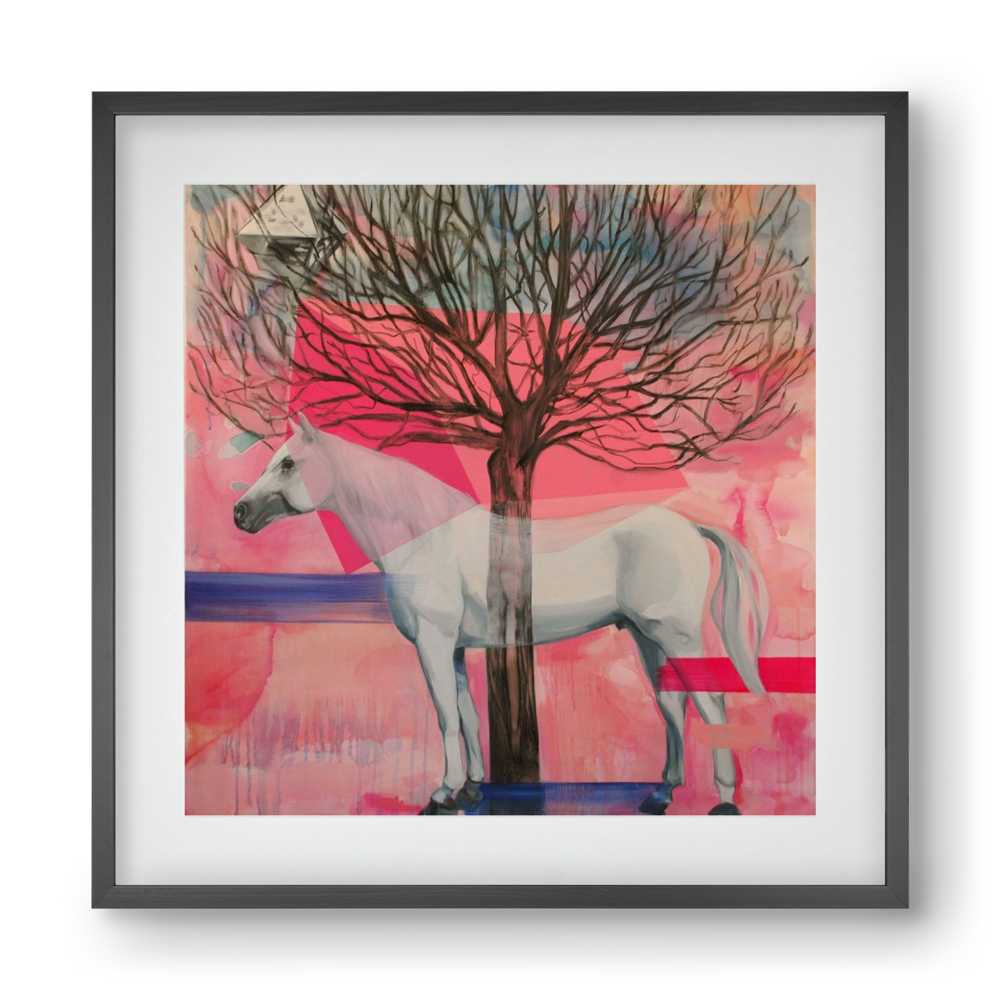 Ló a házban, 40x40 cm (30x30 cm), Fekete keret, paszpartuval