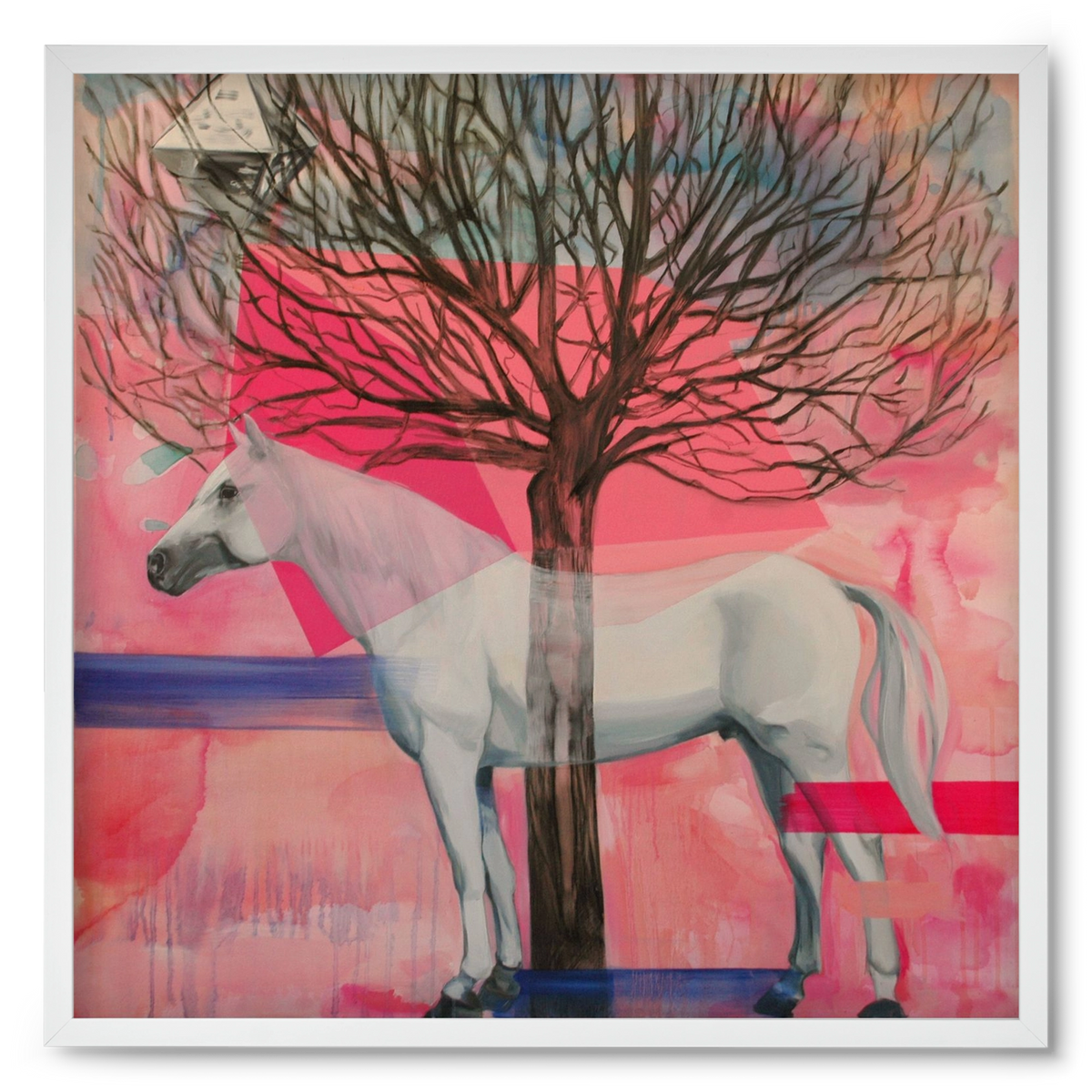 Ló a házban, 50x50 cm (50x50 cm), Fehér keret