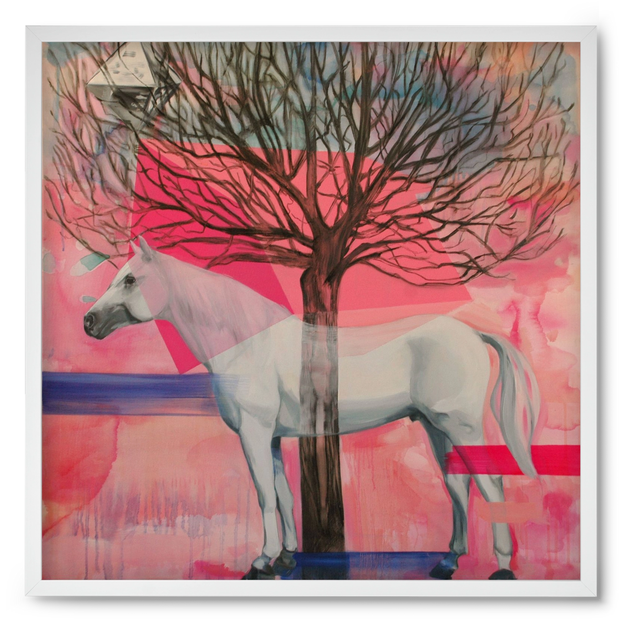 Ló a házban, 50x50 cm (50x50 cm), Fehér keret