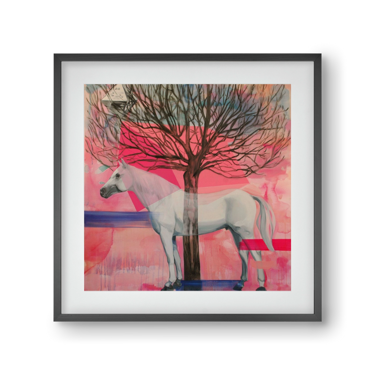 Ló a házban, 30x30 cm (20x20 cm), Fekete keret, paszpartuval