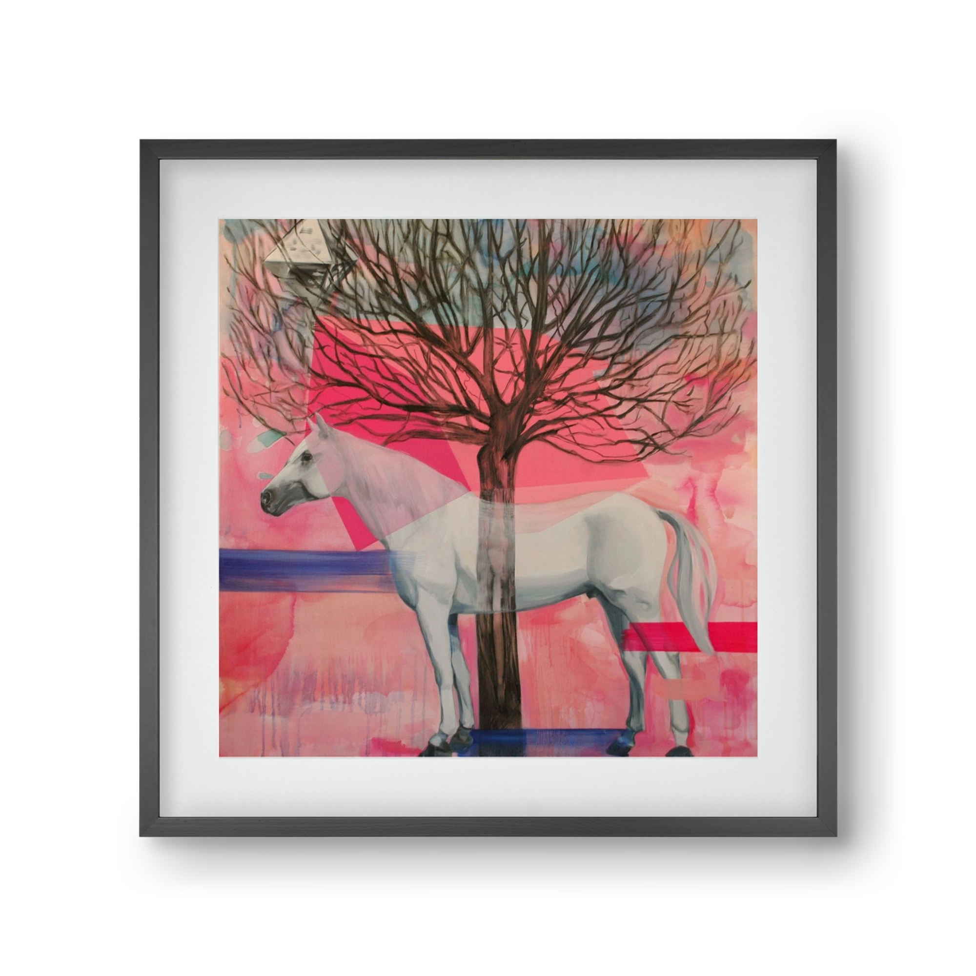 Ló a házban, 30x30 cm (20x20 cm), Fekete keret, paszpartuval