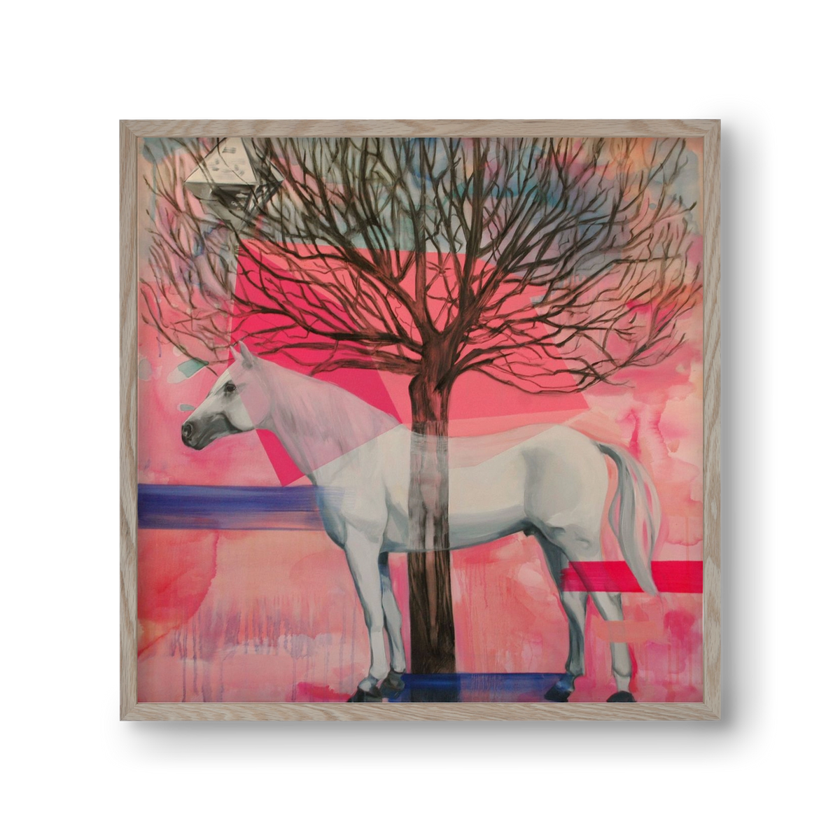 Ló a házban, 30x30 cm (30x30 cm), Tölgy keret