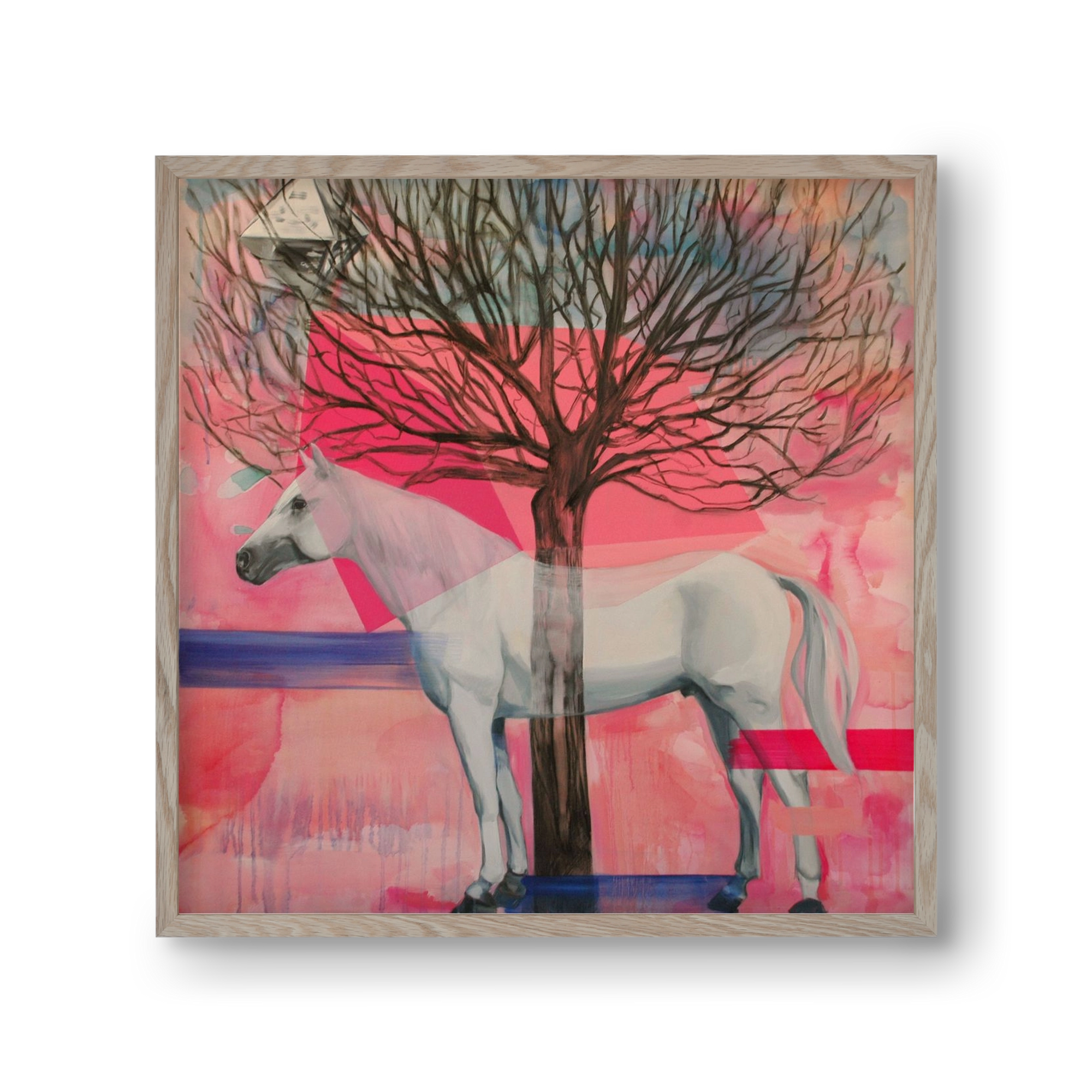 Ló a házban, 30x30 cm (30x30 cm), Tölgy keret