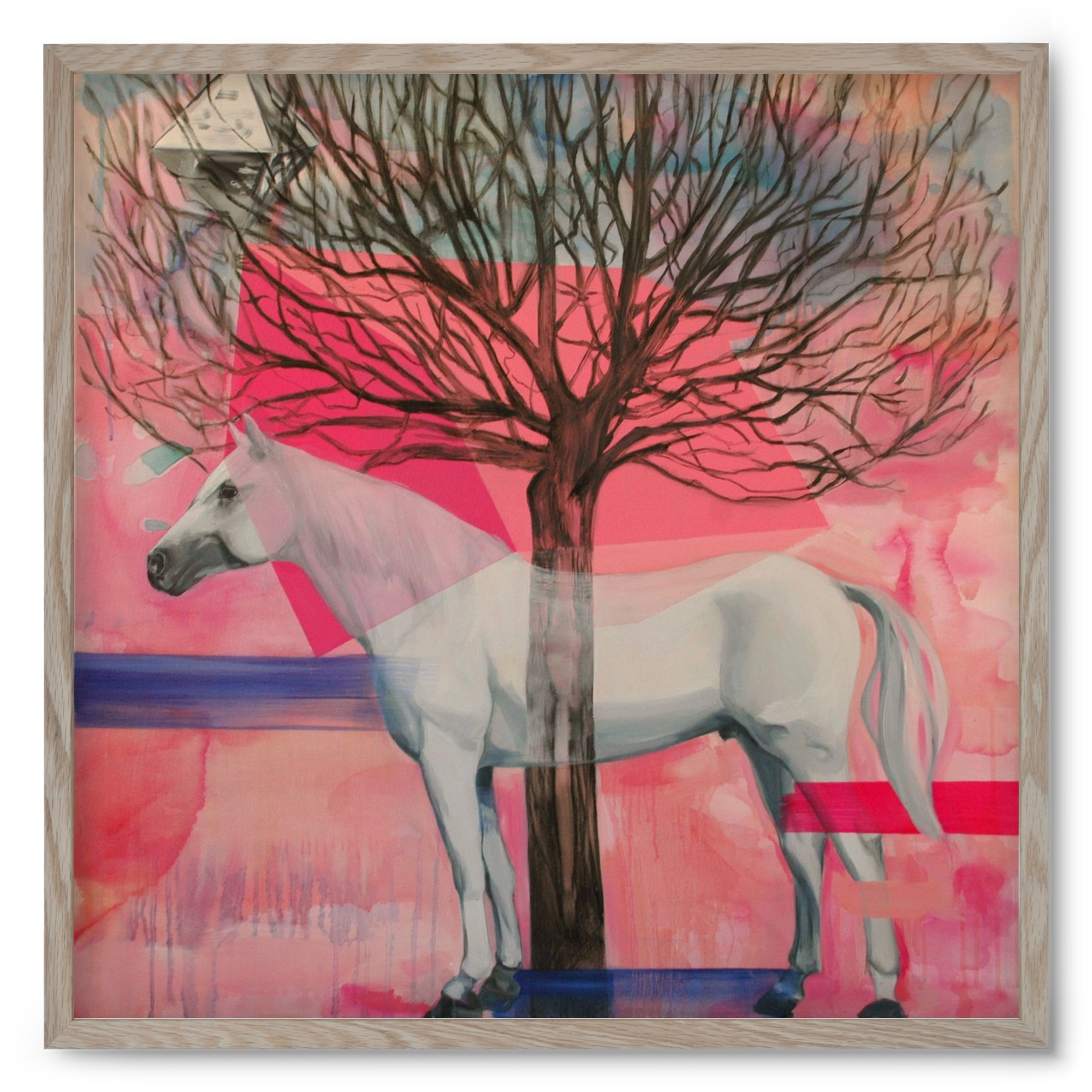 Ló a házban, 50x50 cm (50x50 cm), Tölgy keret