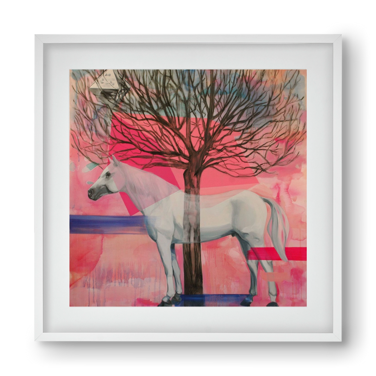 Ló a házban, 40x40 cm (30x30 cm), Fehér keret, paszpartuval