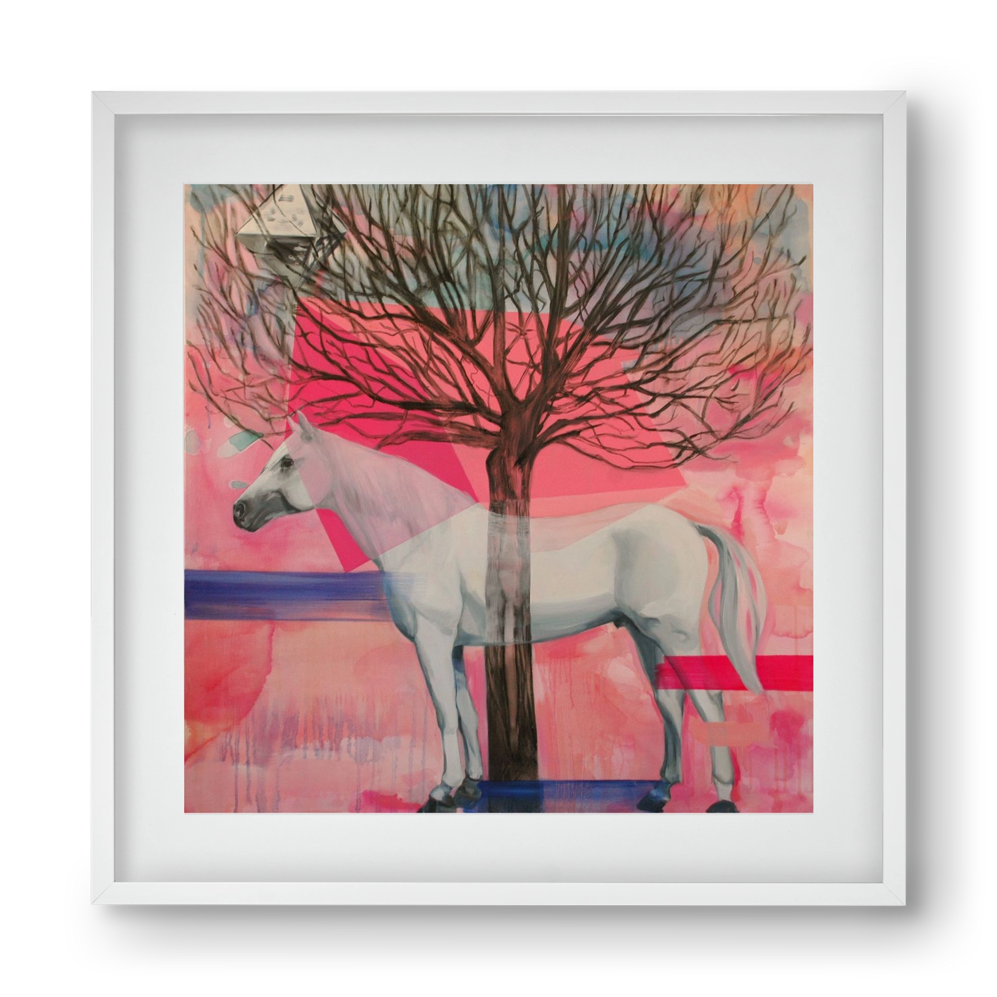 Ló a házban, 40x40 cm (30x30 cm), Fehér keret, paszpartuval
