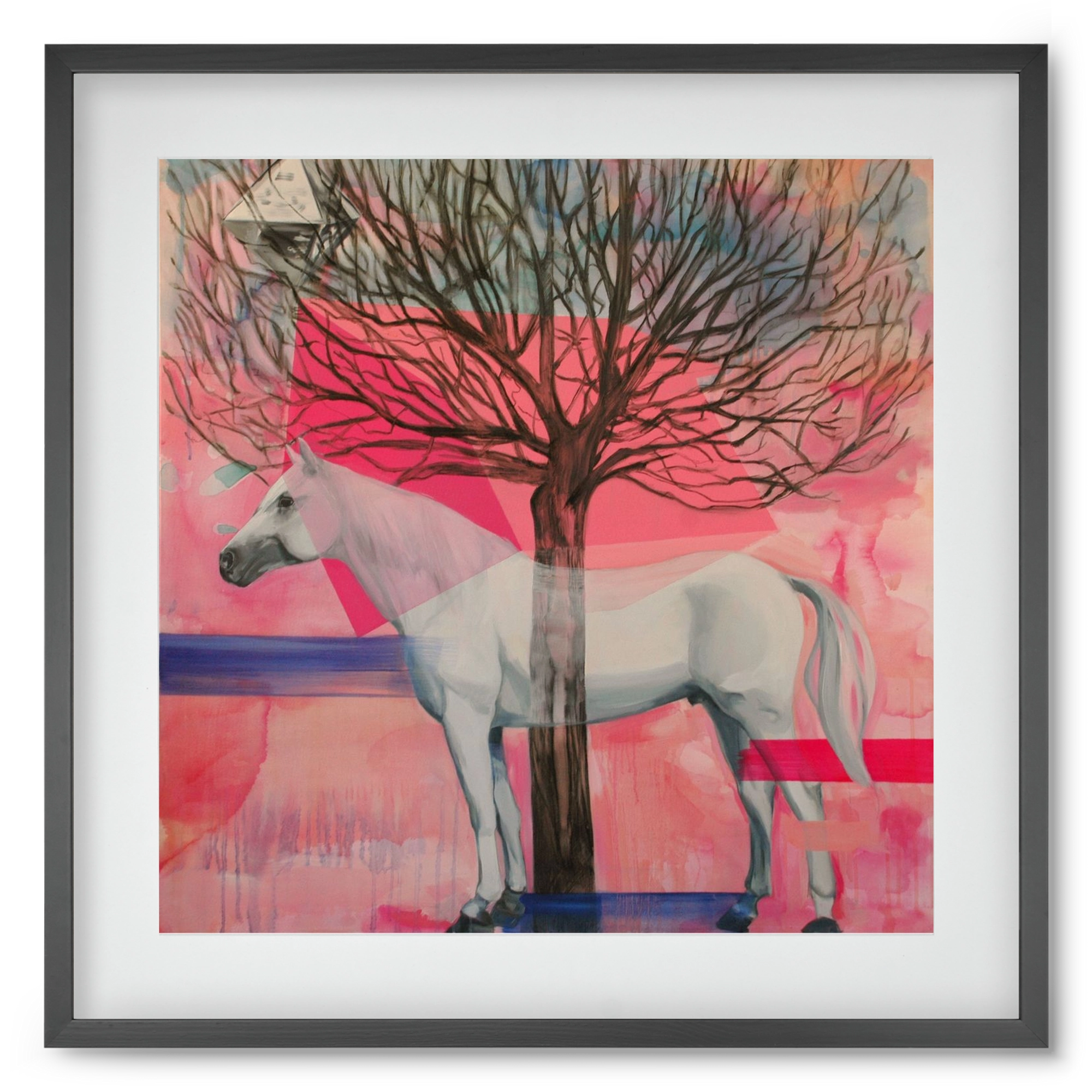 Ló a házban, 50x50 cm (40x40 cm), Fekete keret, paszpartuval