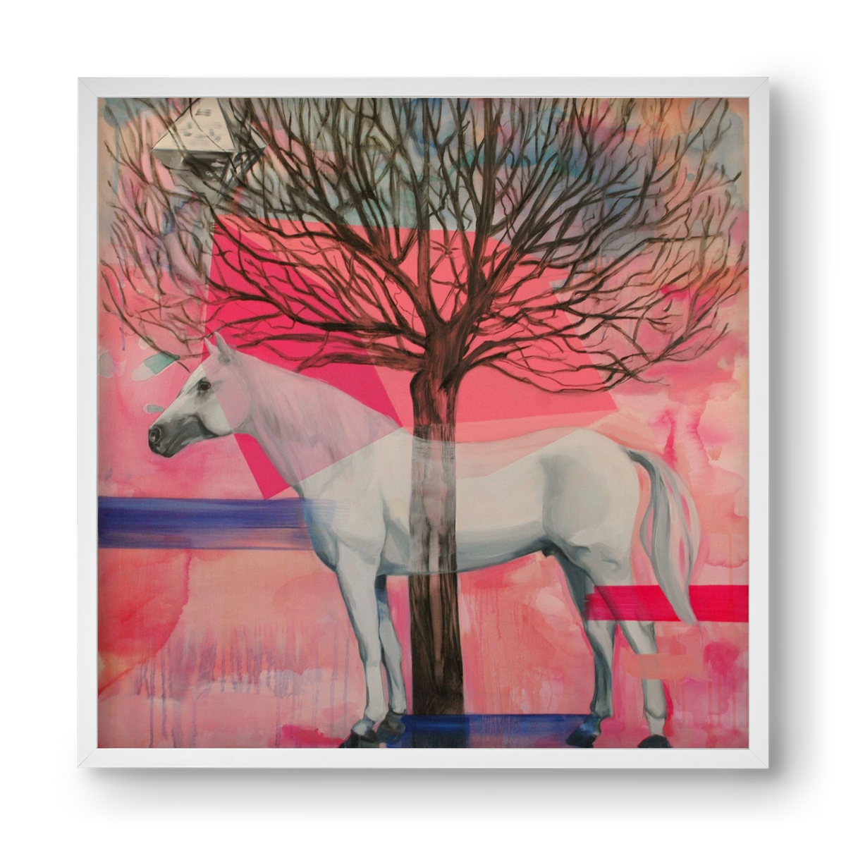 Ló a házban, 40x40 cm (40x40 cm), Fehér keret