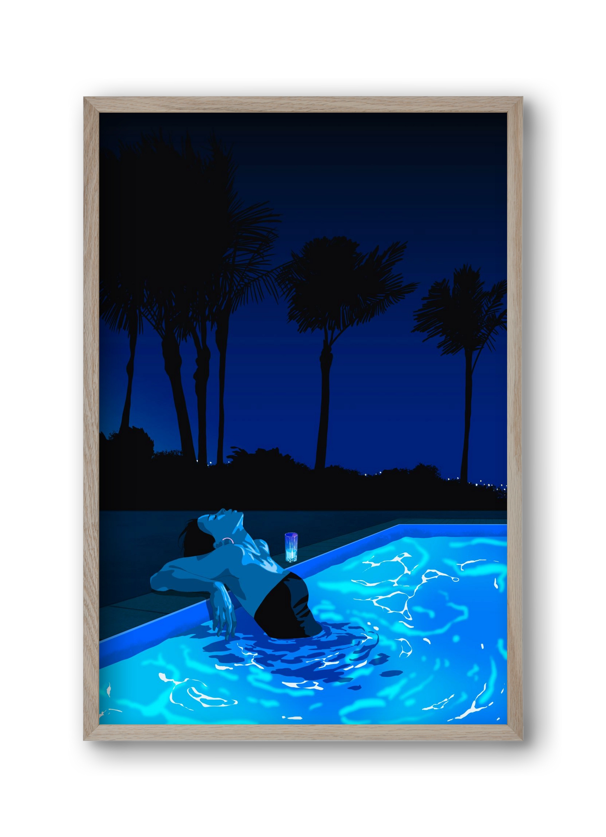 The Waiting Blues - The Pool, 30x45 cm (30x45 cm), Tölgy keret