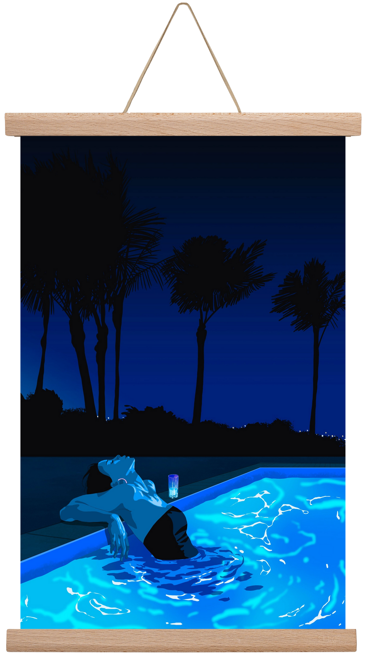 The Waiting Blues - The Pool, 30x45 cm (30x45 cm), Tölgy akasztó