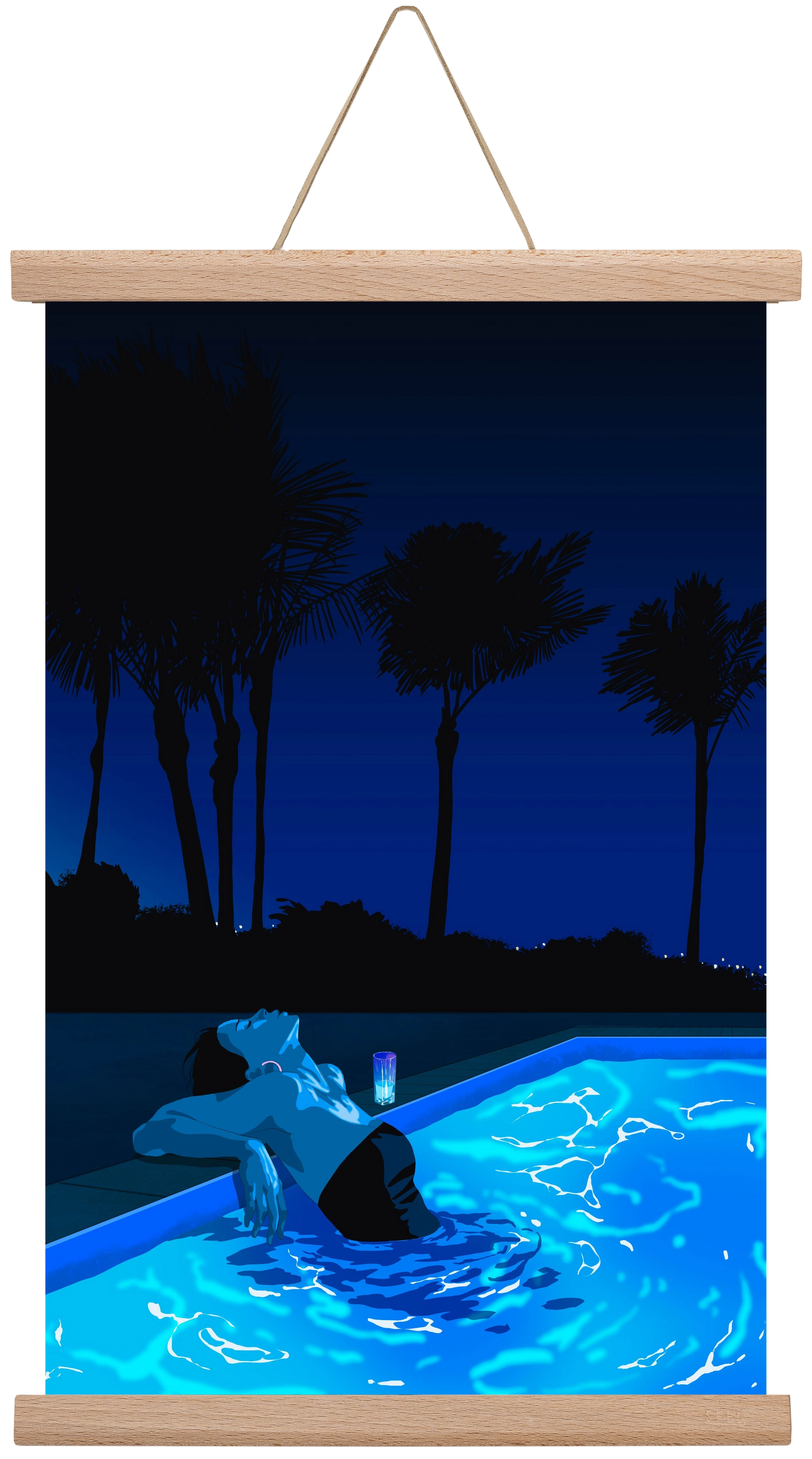 The Waiting Blues - The Pool, 30x45 cm (30x45 cm), Tölgy akasztó