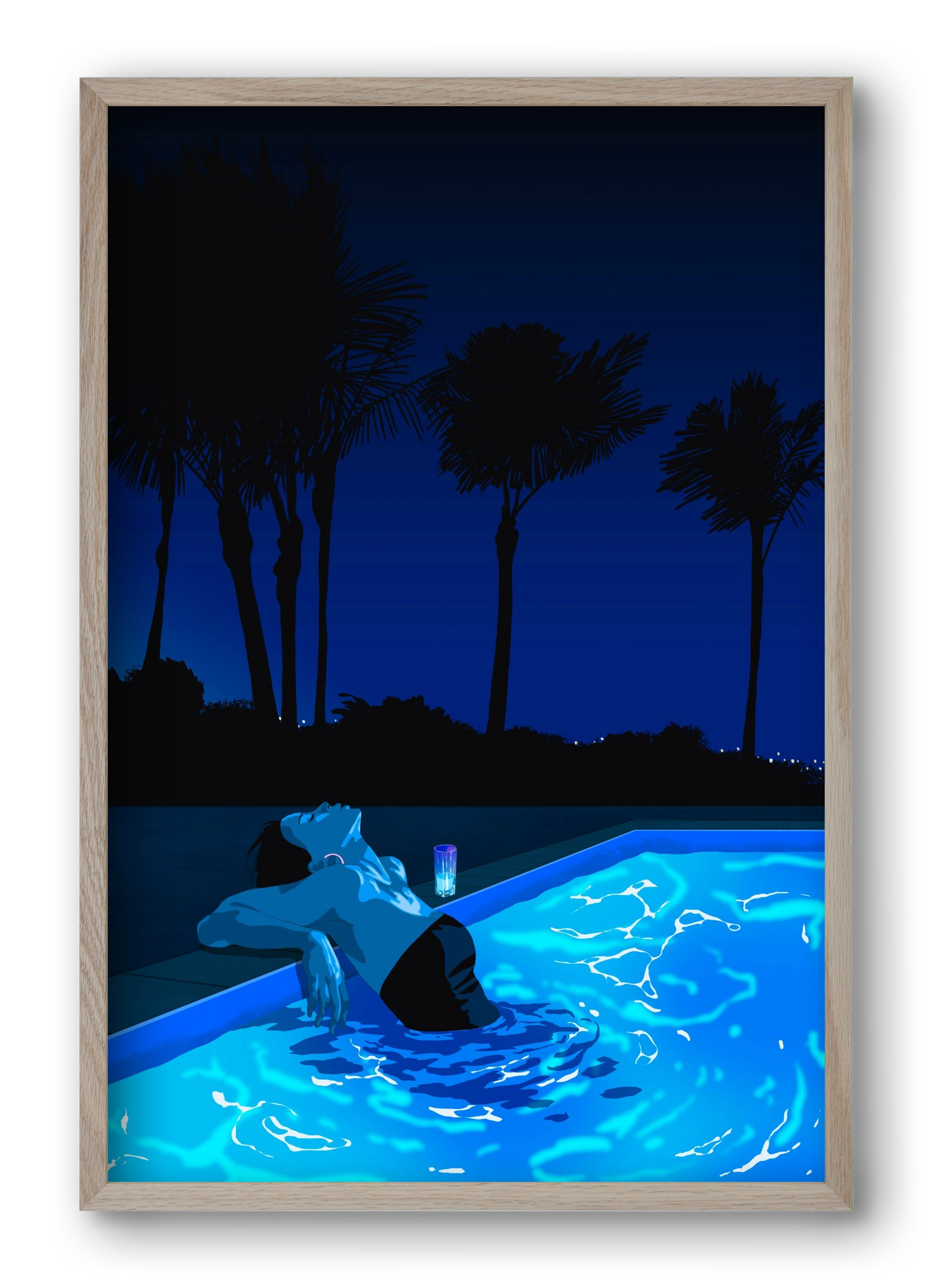 The Waiting Blues - The Pool, 40x60 cm (40x60 cm), Tölgy keret