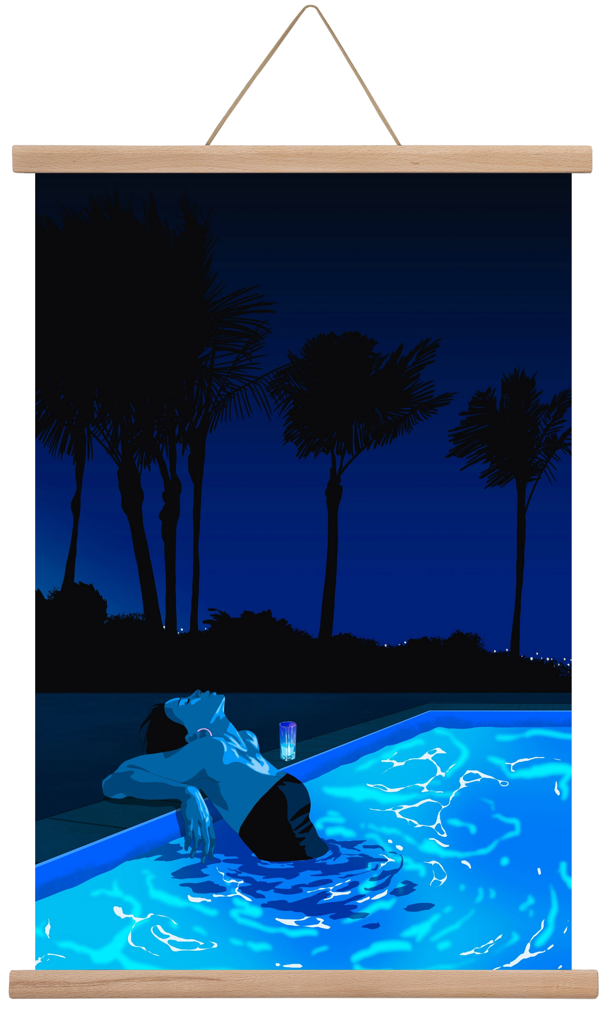 The Waiting Blues - The Pool, 40x60 cm (40x60 cm), Tölgy akasztó