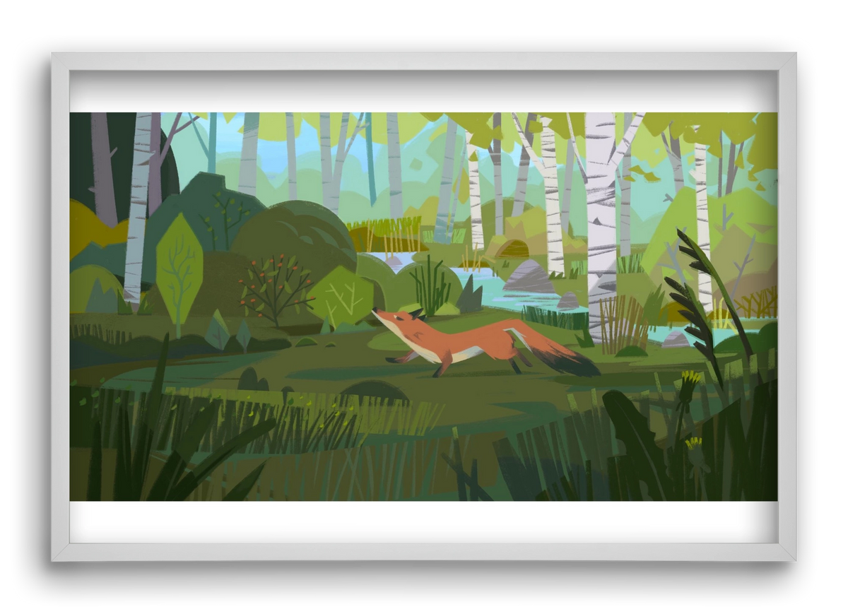 Fox in the forest, 60x40 cm (60x40 cm), Fehér keret