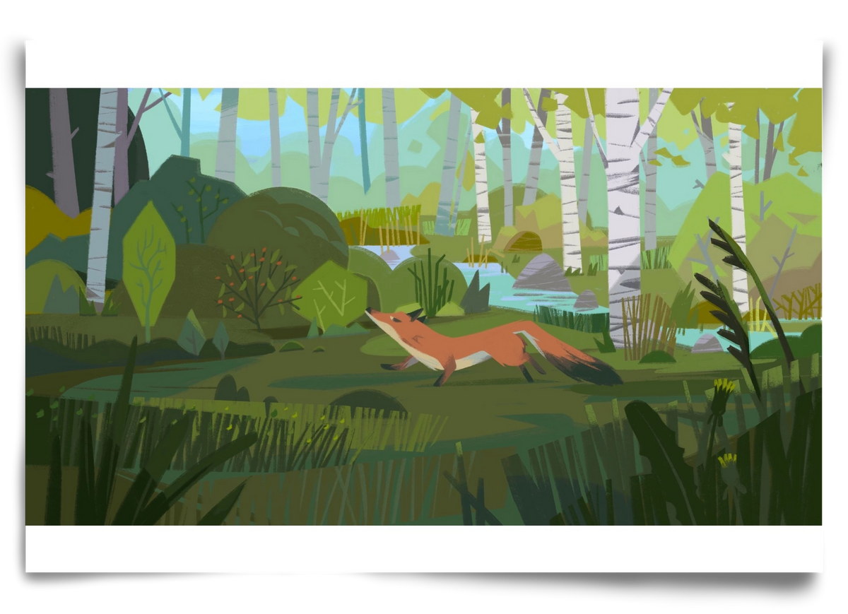 Fox in the forest, 90x60 cm, Keret nélkül