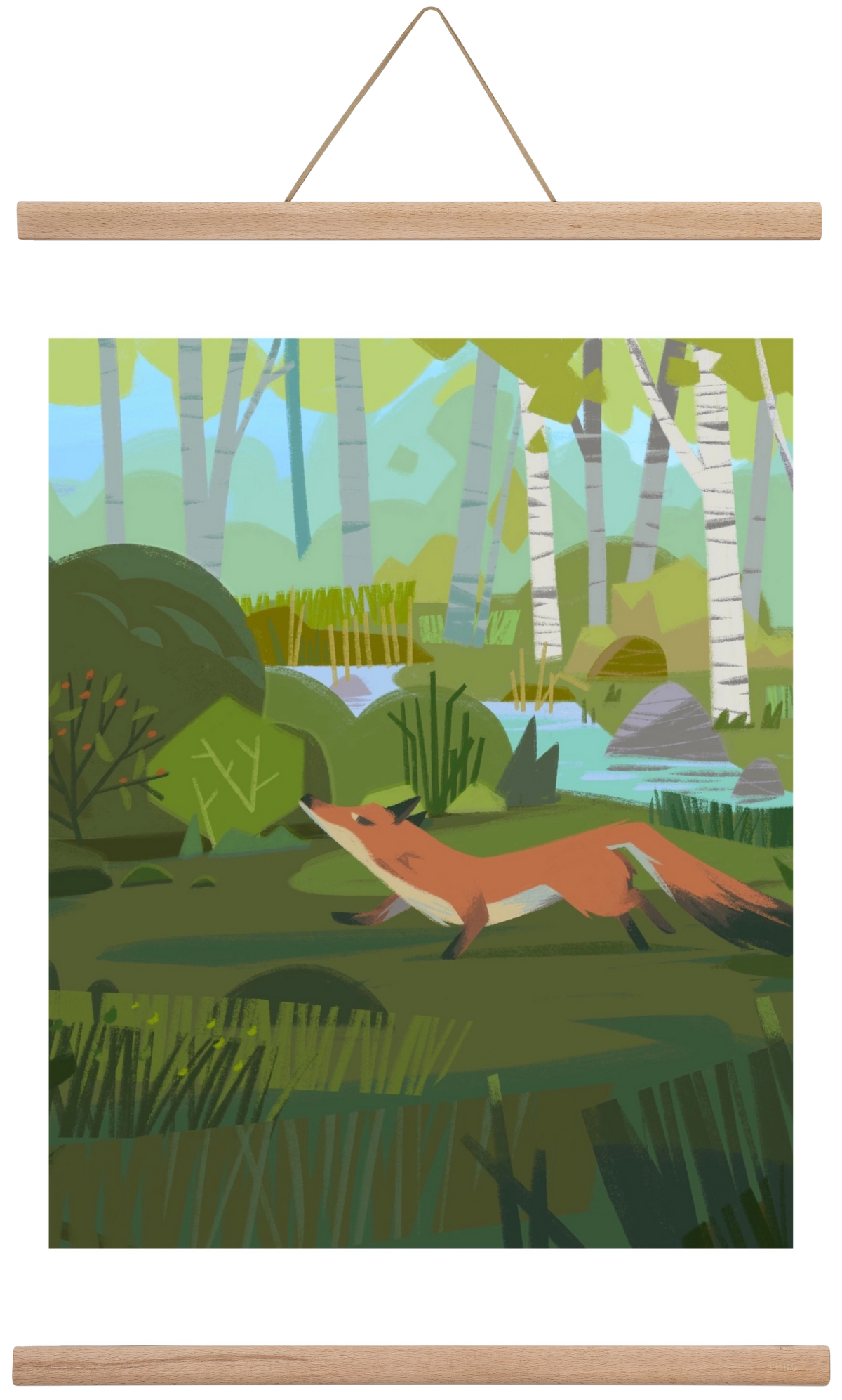 Fox in the forest, 60x40 cm (60x40 cm), Tölgy akasztó