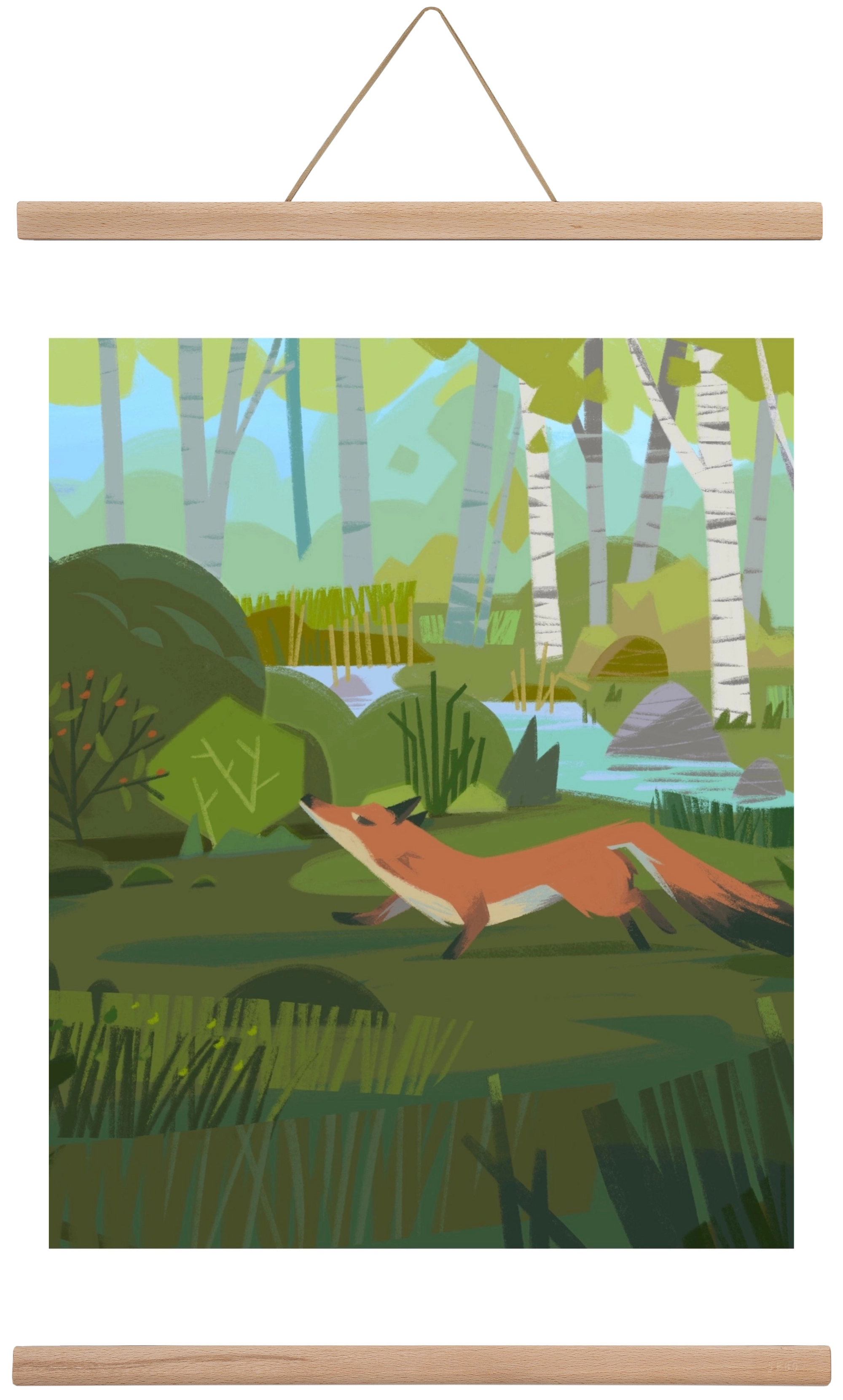 Fox in the forest, 60x40 cm (60x40 cm), Tölgy akasztó