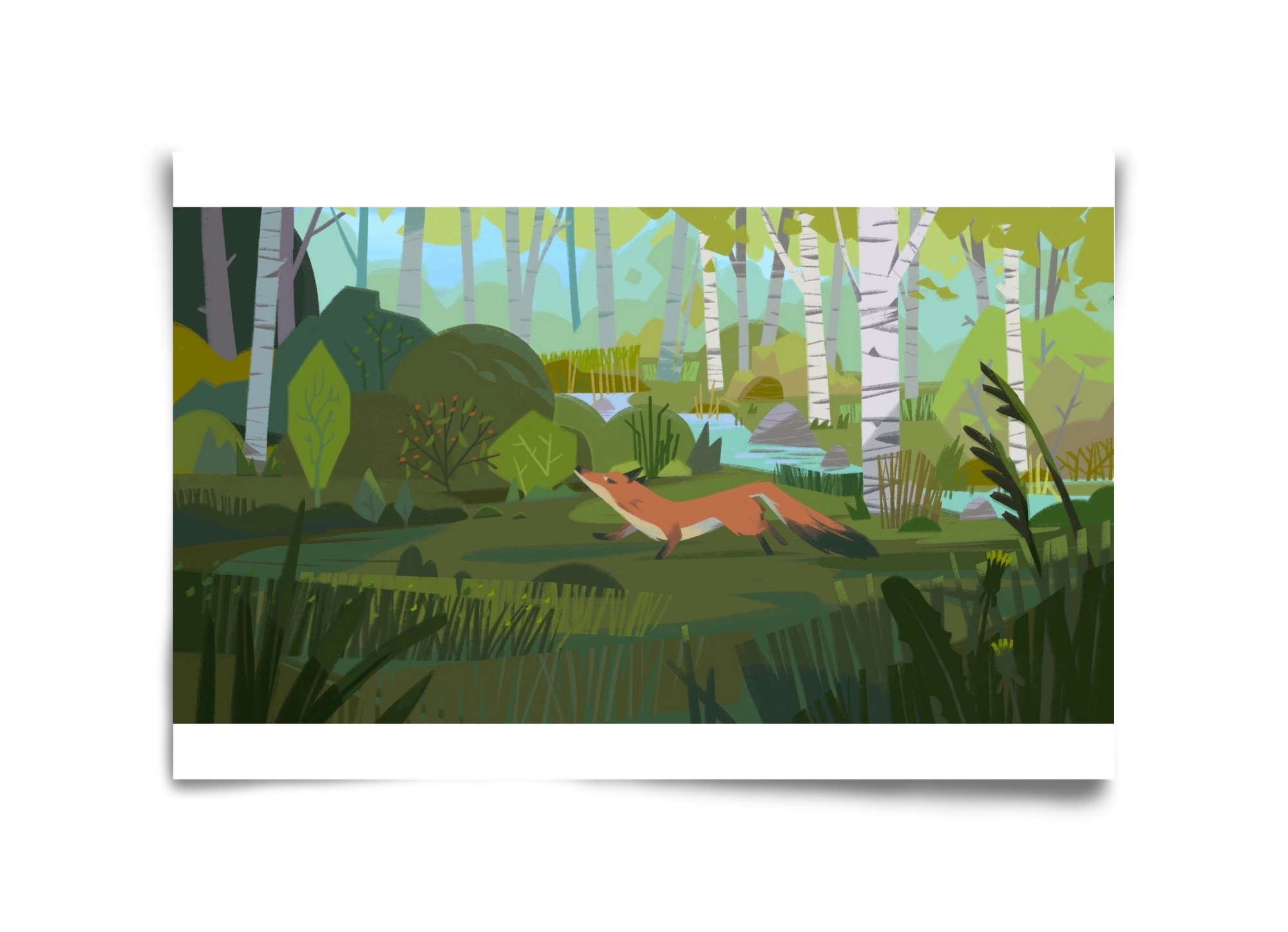 Fox in the forest, 45x30 cm, Keret nélkül