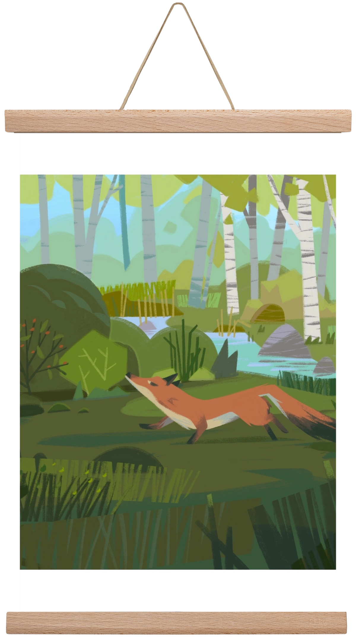 Fox in the forest, 45x30 cm (45x30 cm), Tölgy akasztó