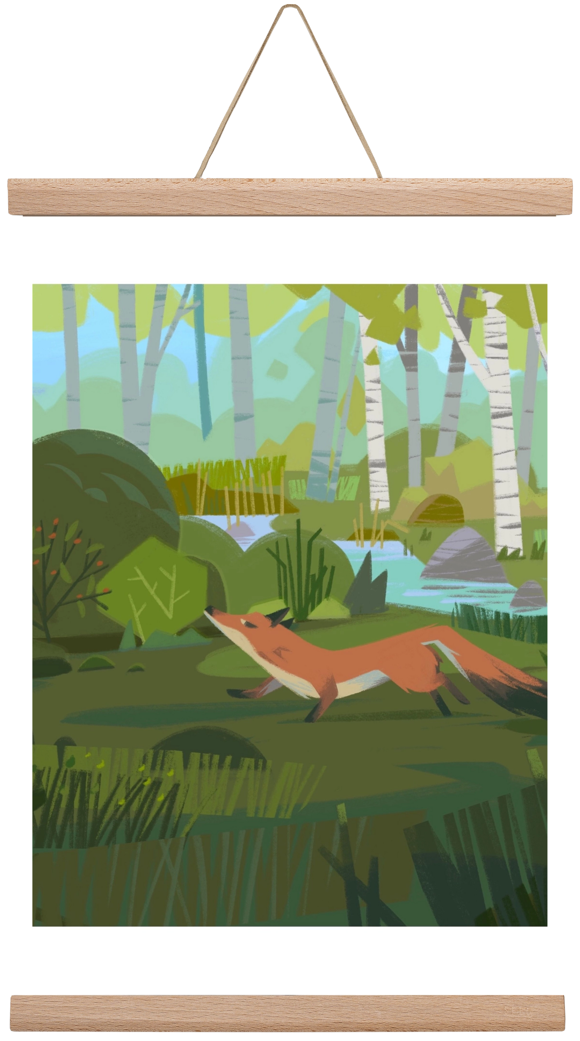 Fox in the forest, 45x30 cm (45x30 cm), Tölgy akasztó