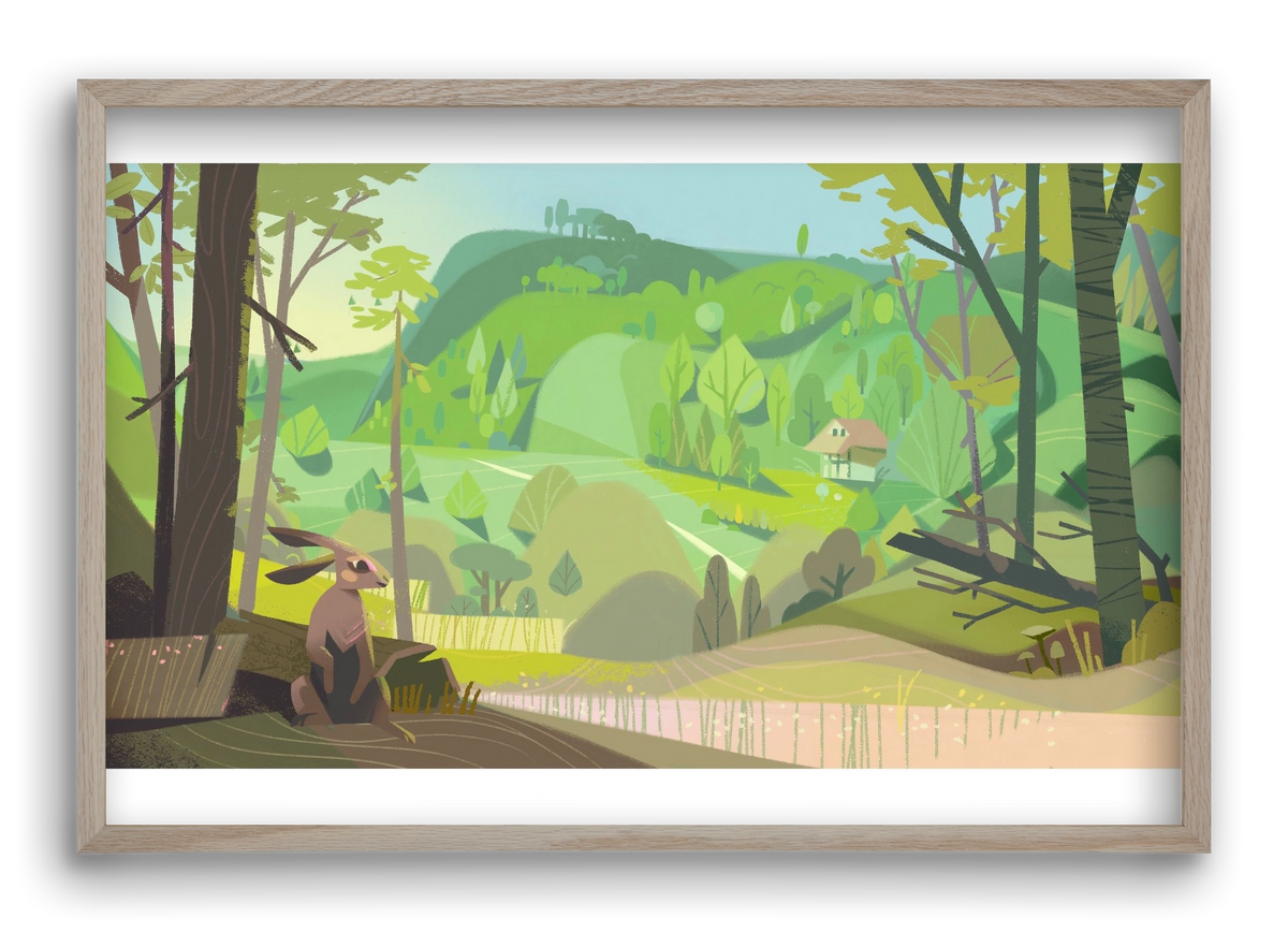 Meadow, 60x40 cm (60x40 cm), Tölgy keret