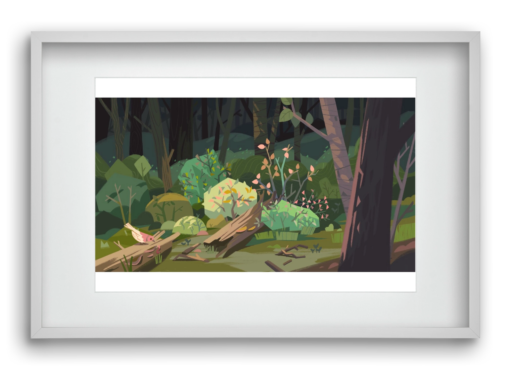 Forest, 60x40 cm (45x30 cm), Fehér keret, paszpartuval