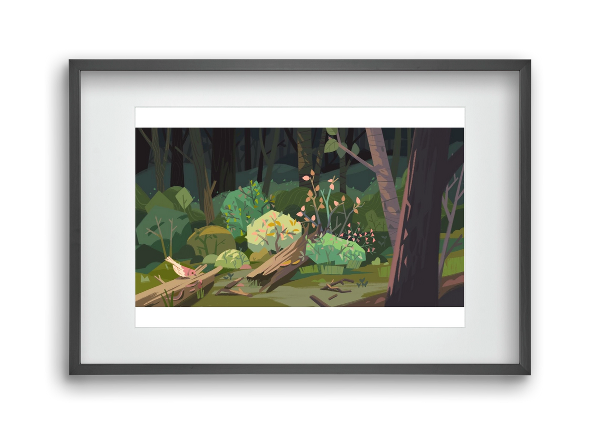 Forest, 45x30 cm (30x20 cm), Fekete keret, paszpartuval