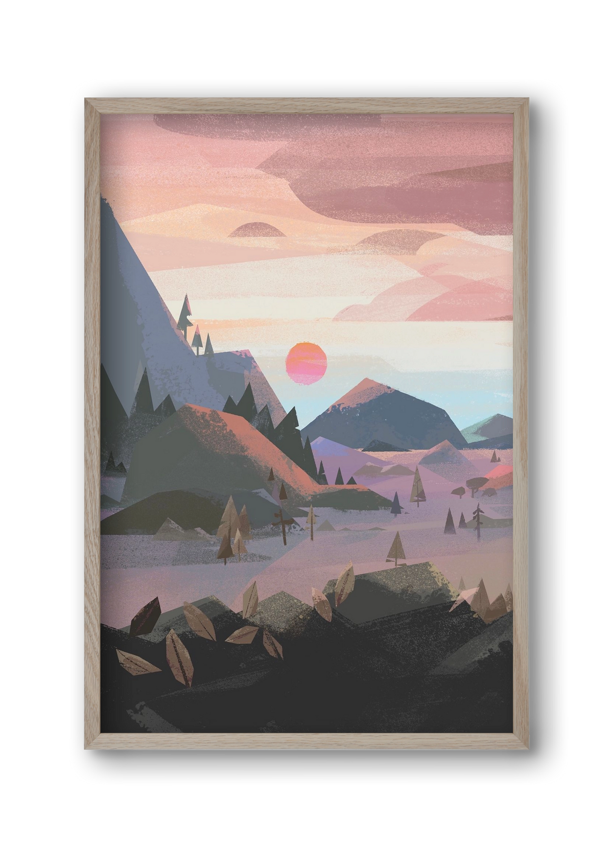 Sunrise, 30x45 cm (30x45 cm), Tölgy keret