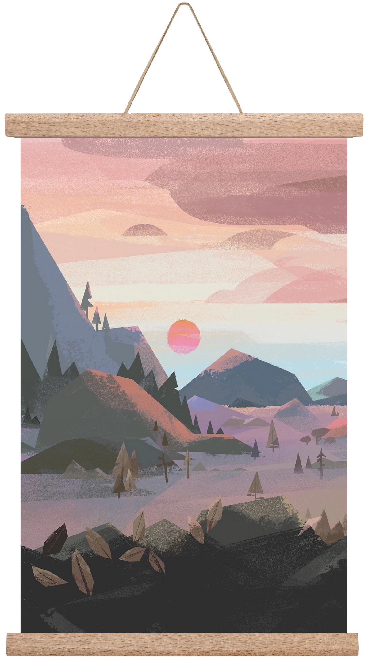 Sunrise, 30x45 cm (30x45 cm), Tölgy akasztó