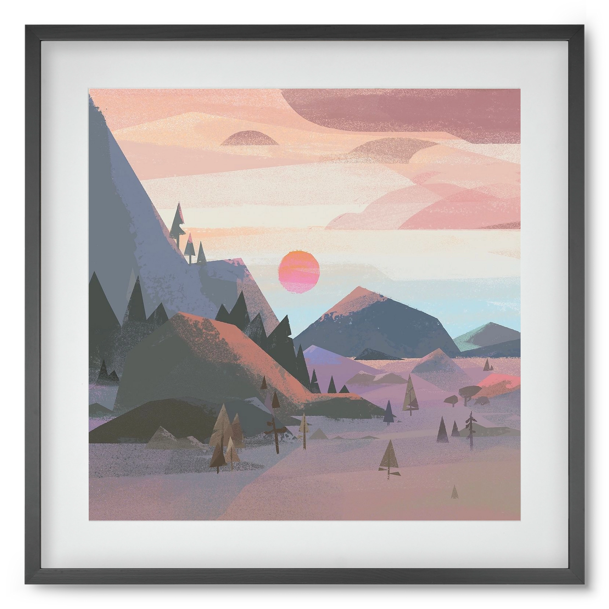 Sunrise, 50x50 cm (40x40 cm), Fekete keret, paszpartuval