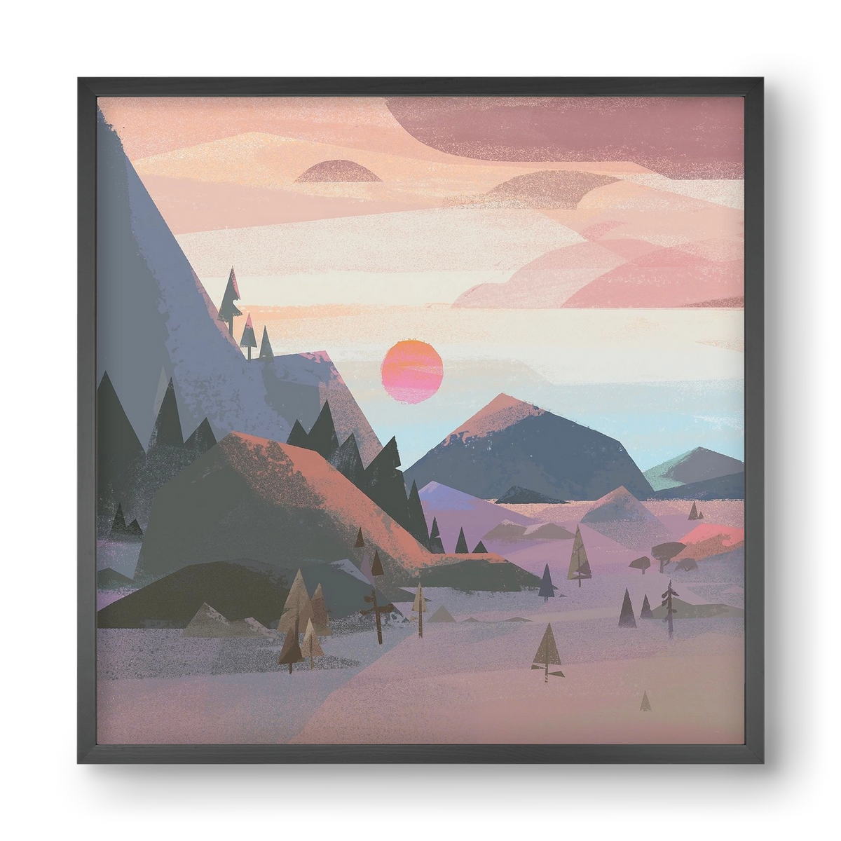 Sunrise, 40x40 cm (40x40 cm), Fekete keret