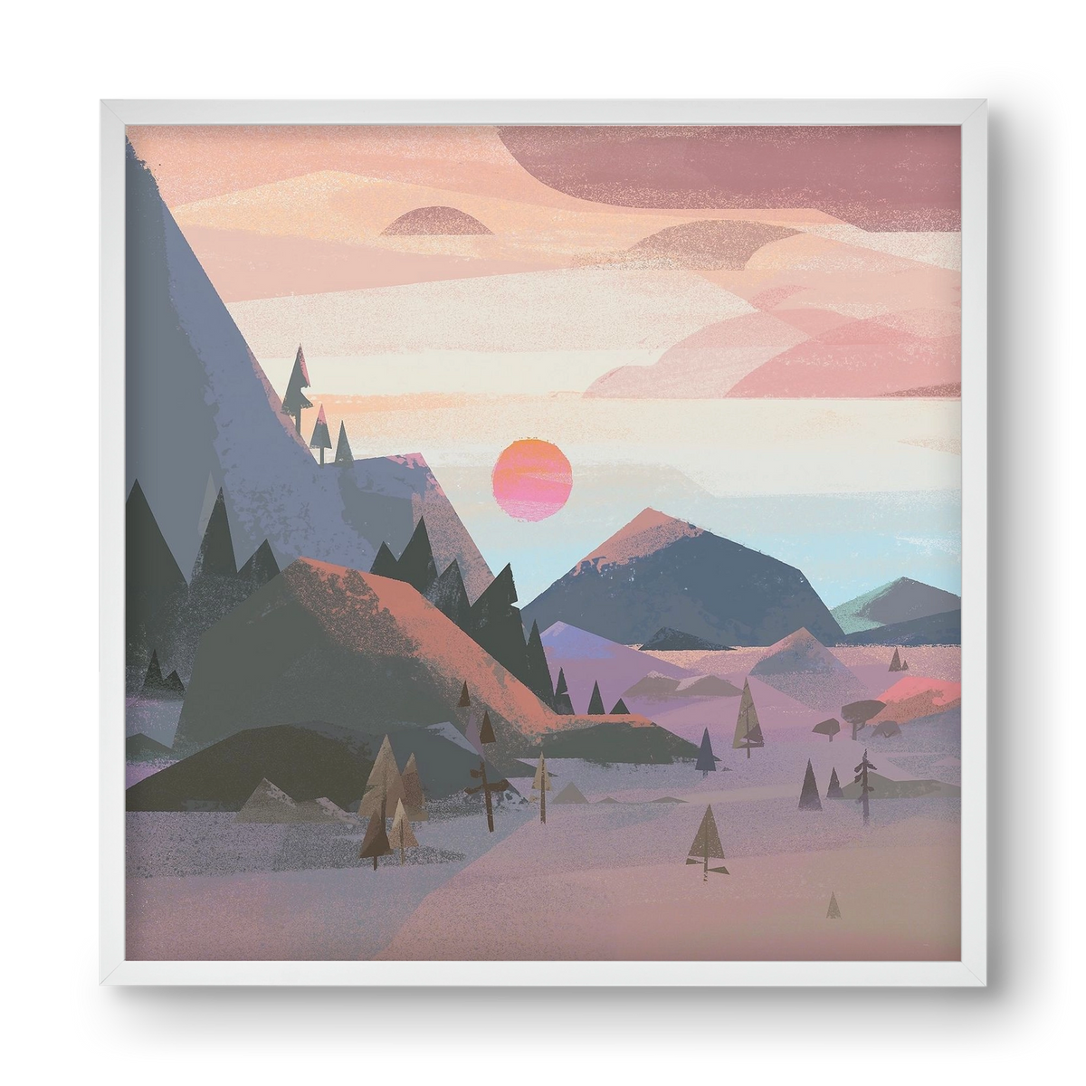 Sunrise, 40x40 cm (40x40 cm), Fehér keret